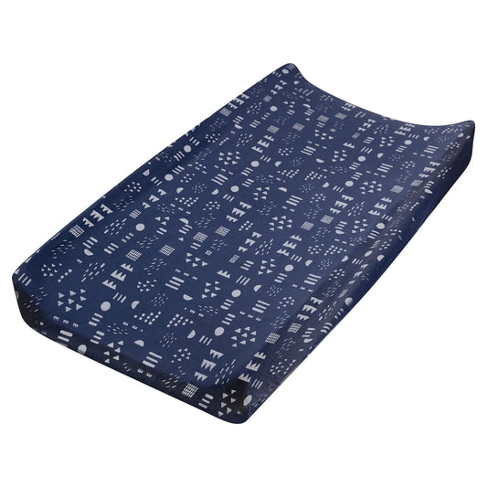 HonestBaby Organic Cotton Changing Pad Cover, Pattern Play Navy, One Size