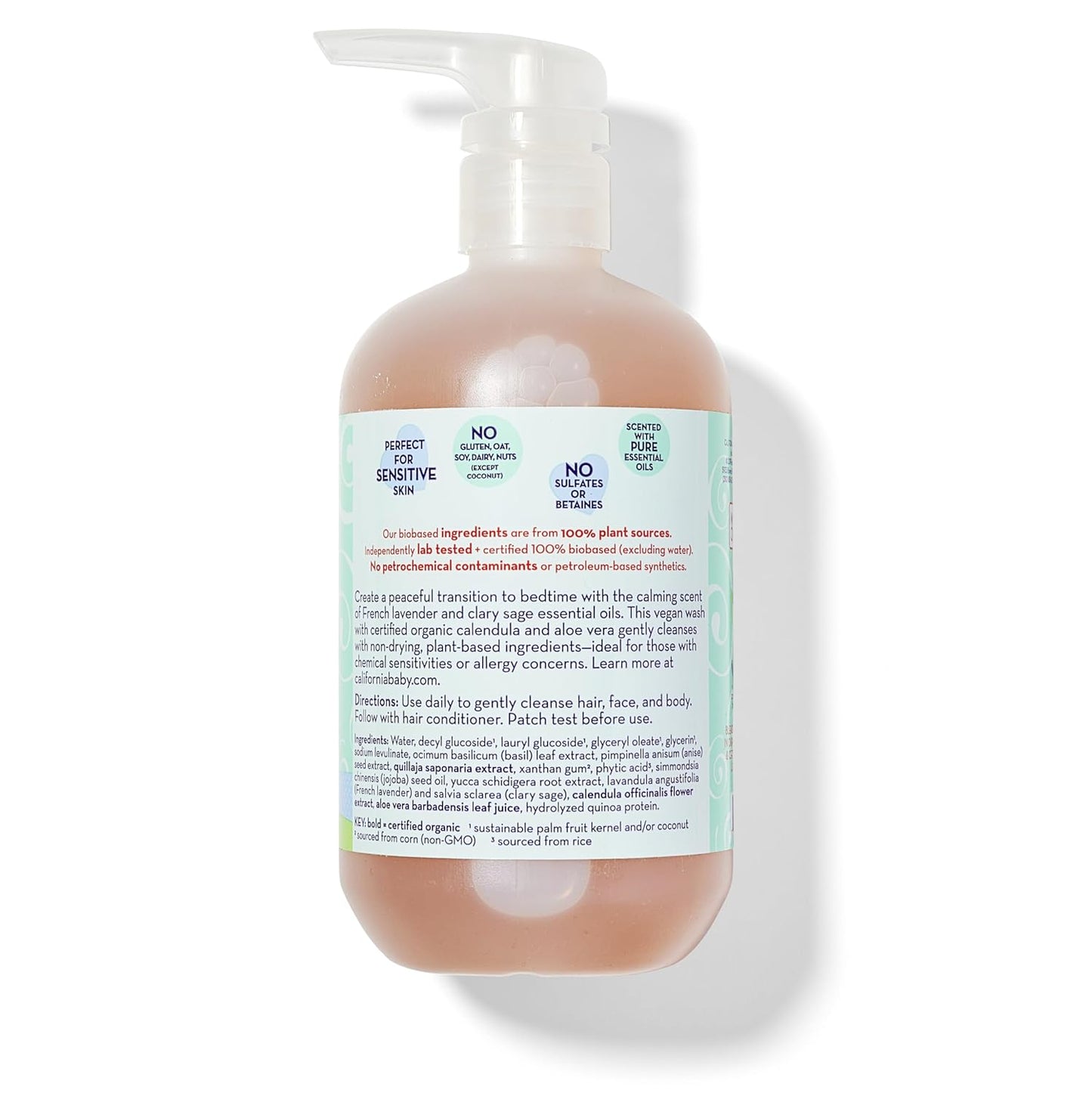 California Baby Calming Baby Shampoo + Baby Wash | 100% Plant-Based | Lavender Body Wash For Sensitive Skin | Hypoallergenic | 562 mL / 19 oz.