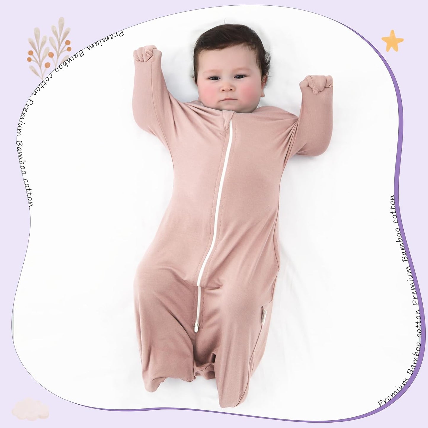 PuppyPaws Baby Sleep Sack, Transition Swaddle, Sleep Sack 3-6 Months, Wearable Blanket Baby with 2-Way Zipper, Swaddles for Newborns Summer, 95% Rayon derived from Bamboo, 5% Spandex