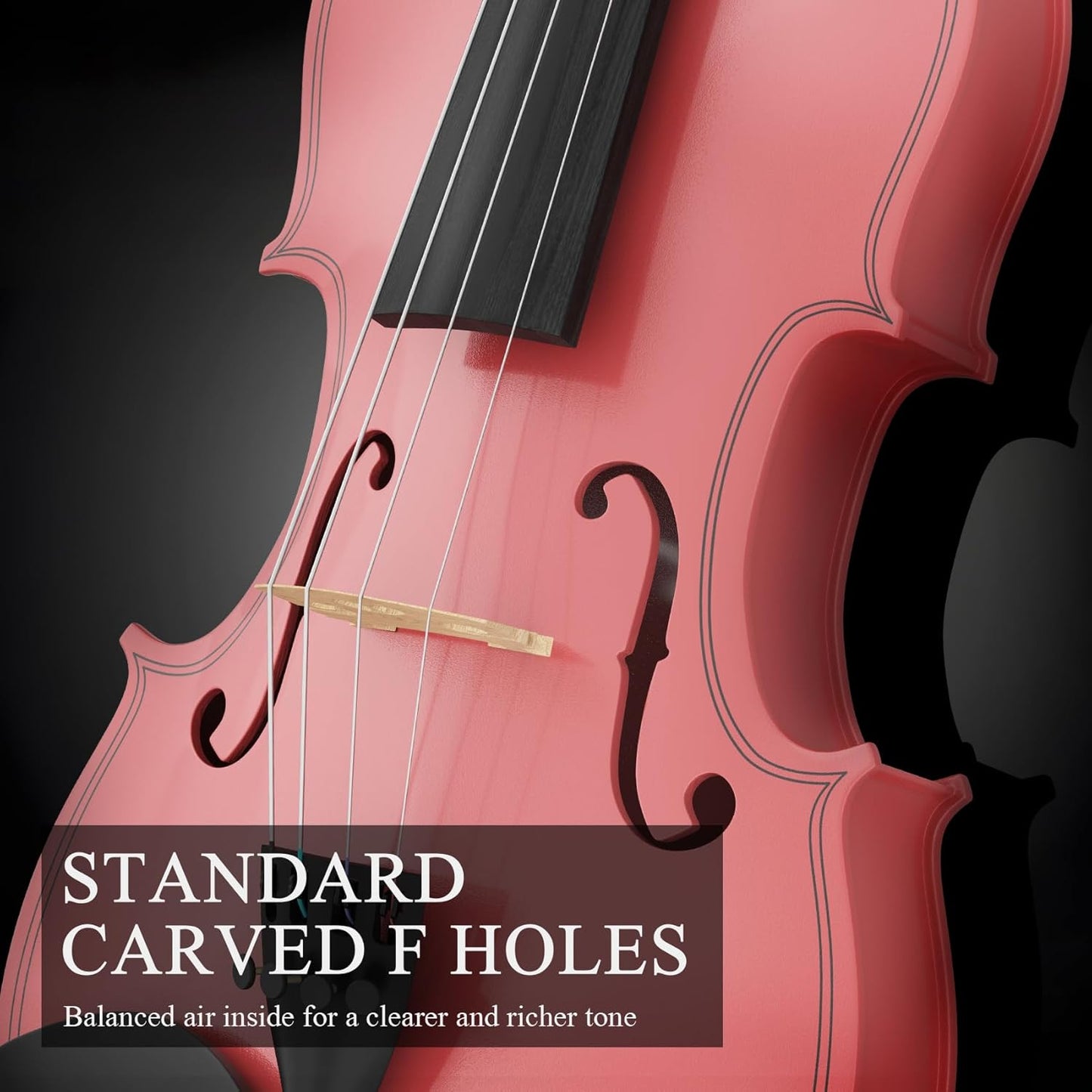 4/4 Beginner Violin for Adults, Complete Full Size Violin Kit with Portable Case, Bow, Rosin, Pink