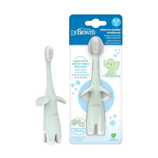 Dr. Brown's Infant-to-Toddler Toothbrush, Elephant, Mint, 0-3 Years
