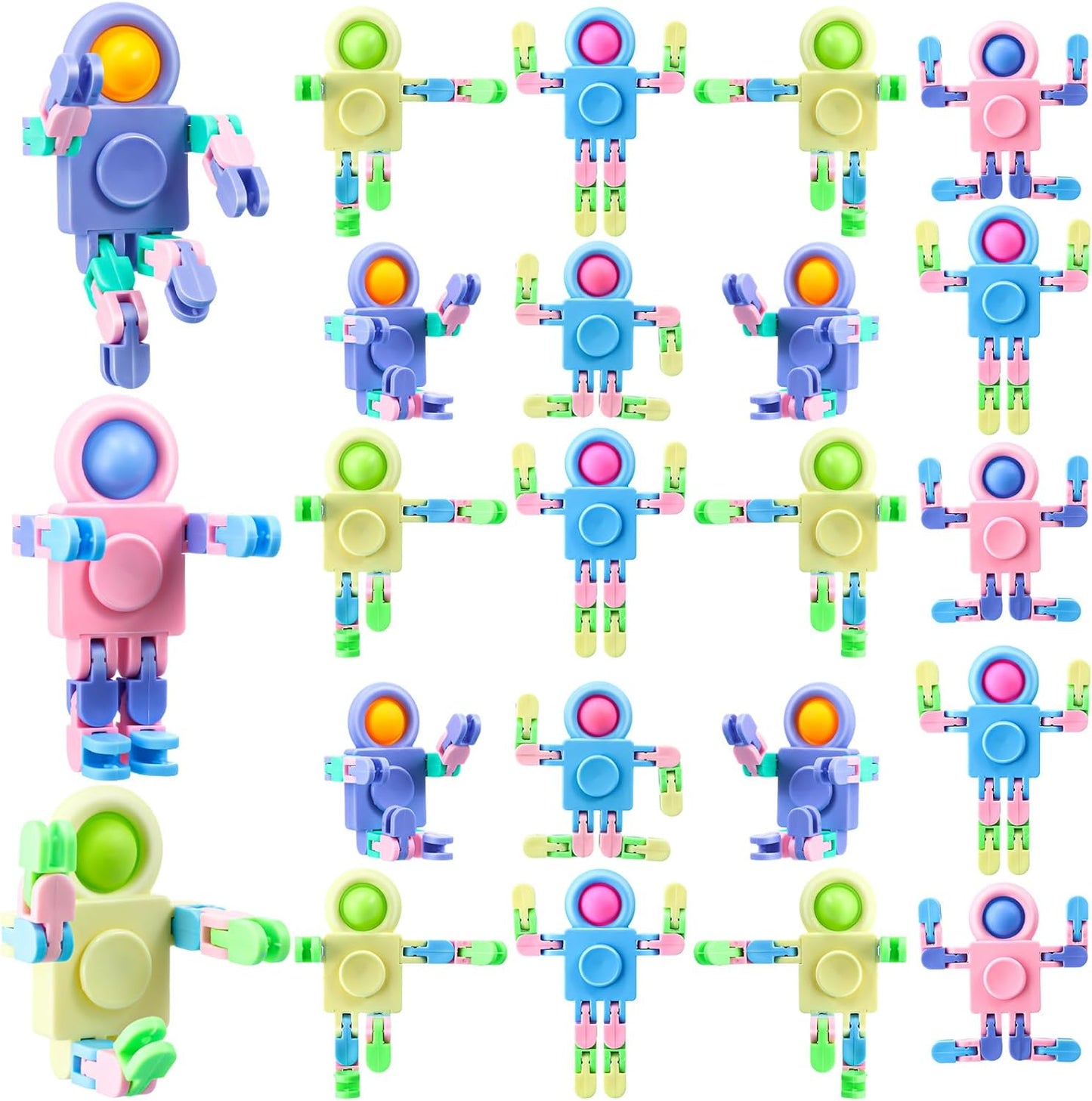 Hanaive 8 Pcs Robot Fidget Spinners Transformable Fingertip Gyro Chain Toy Fidget Sensory Toys Deformable DIY Stress Relief Fidget Toy Adults Pinata Goodie Bag Birthday School Gift