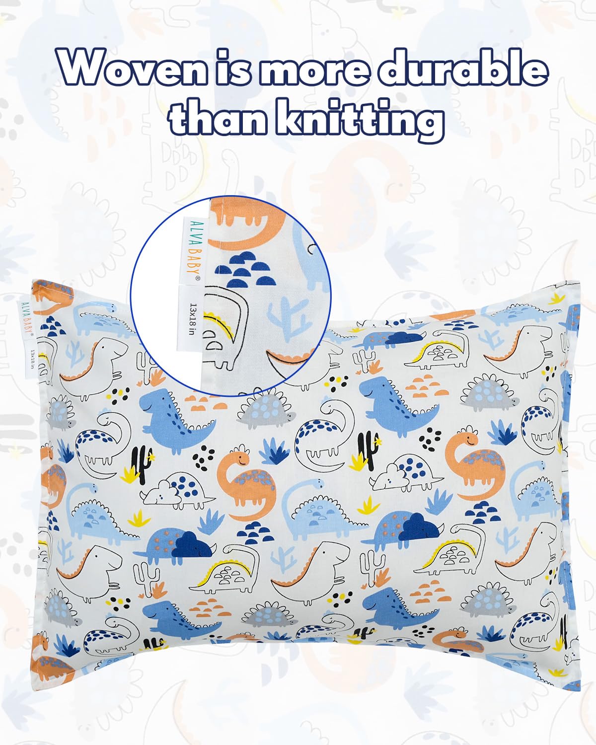 ALVABABY Toddler Pillowcases 2 Pack Organic Cotton Kids Pillow Cover Fit 13"x 18" or 12"x19" Envelope for Girl Boy Sleepy Travel