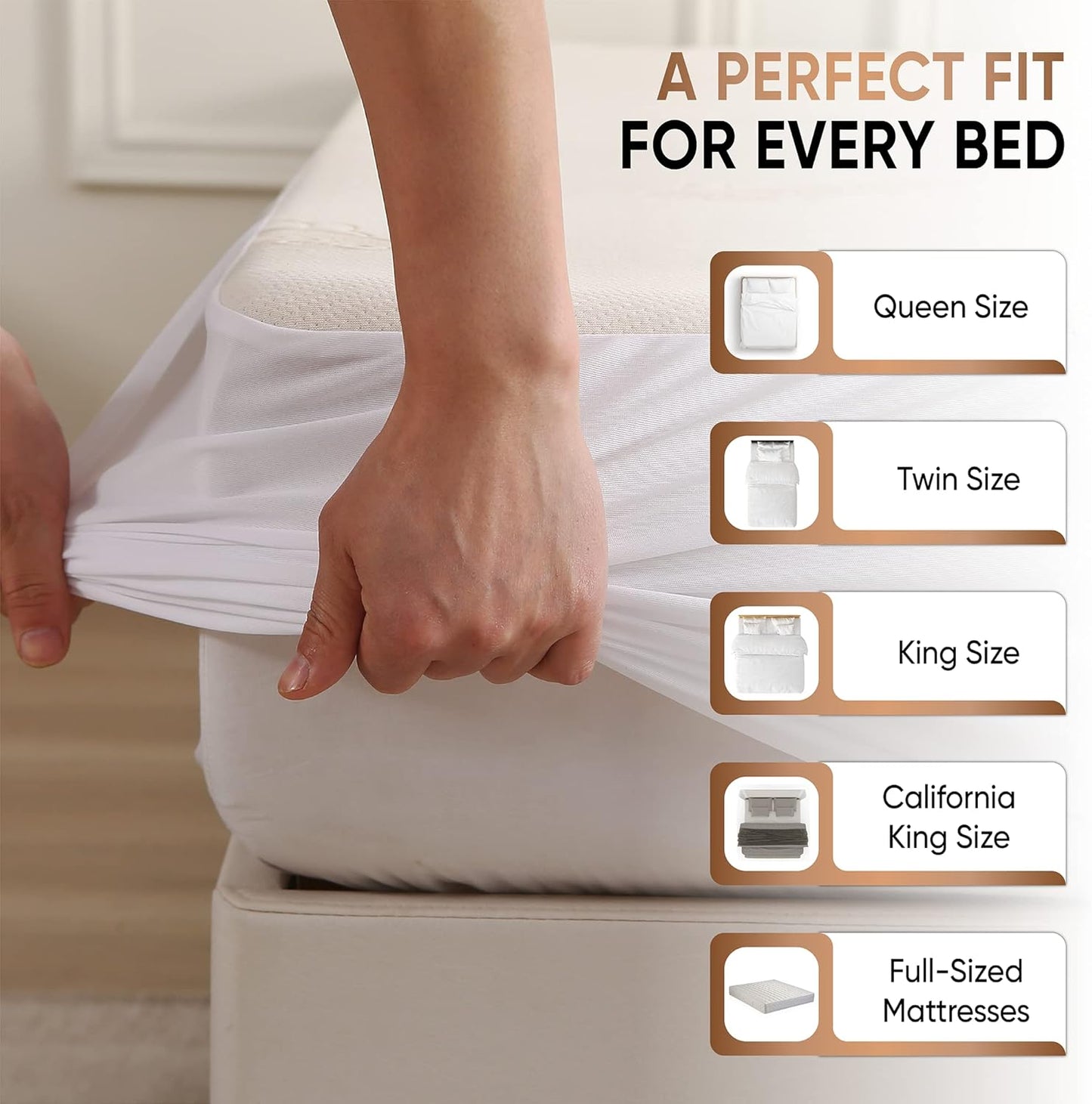 Waterproof Organic Mattress Protector King - Organic Cotton Breathable Mattress Pad Cover - 200 GSM Comfort - Deep Pocket - Fitted Comfort