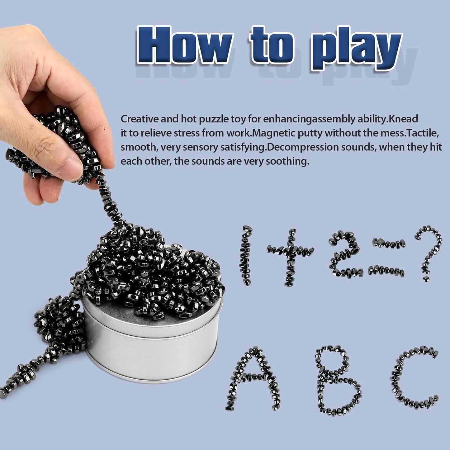 Magnetic Putty Over 1000 Weak Magnetic Beads Fidget Ferrite Putty Crags Magnetic Stones Fun Quiet Magnetic Balls Fidget Toys for Office and Desk (Black)