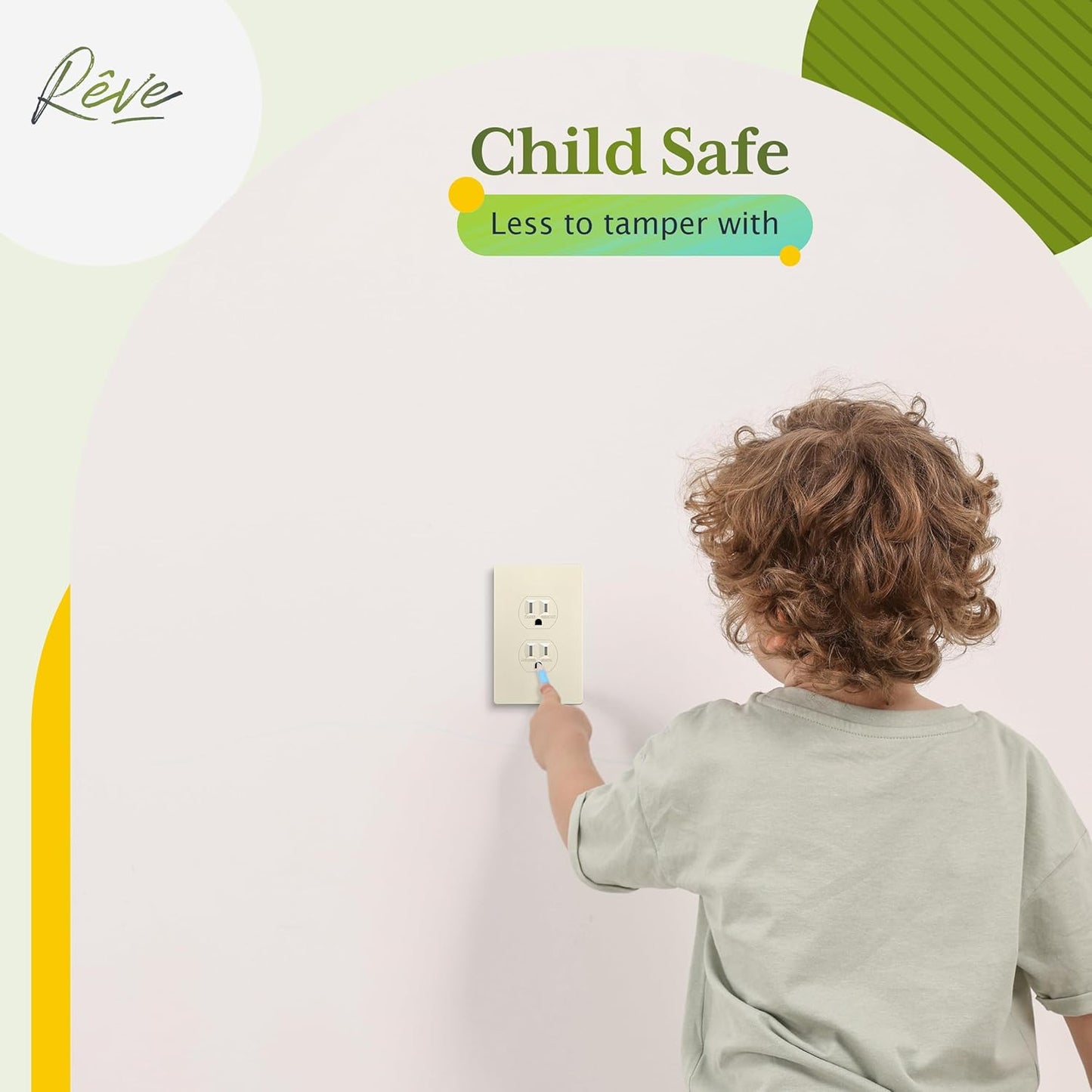 TG Mid-Size Screwless Duplex Wall Plate, Child Safe Receptacle Outlet Cover, Medium Size 1-Gang 4.88" H x 3.11" L, Polycarbonate Thermoplastic, UL Listed, SP-MS1-LA, Light Almond (1 Pack)