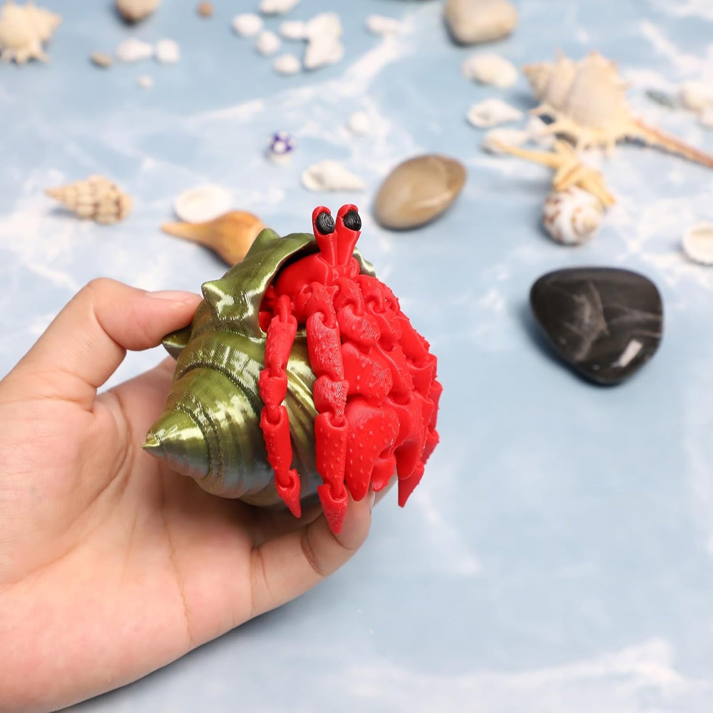 3D Printed Hermit Crab Animal,Full Articulated Flexible Crystal Hermit Crab, Adults Fidget Toys for Autism ADHD, 3D Printed Stuff Animals Toy, Crab Toy, Octopus Toy, Home Office Decor (Red)