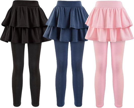 Girls School Uniform Pants Leggings with Skirts Stretch Warm Jegging 4-12 Years