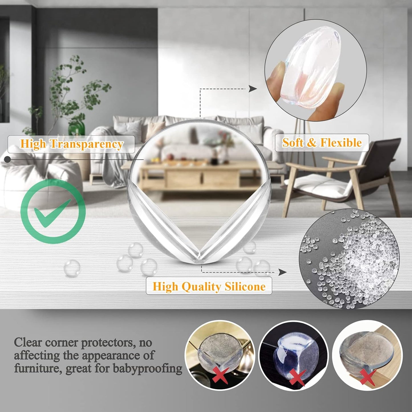 32 Pack Corner Guards Clear Corner Protectors Baby Proof Corner Guards Stop Child Head Injuries Tables, Furniture & Sharp Corners Baby Proofing