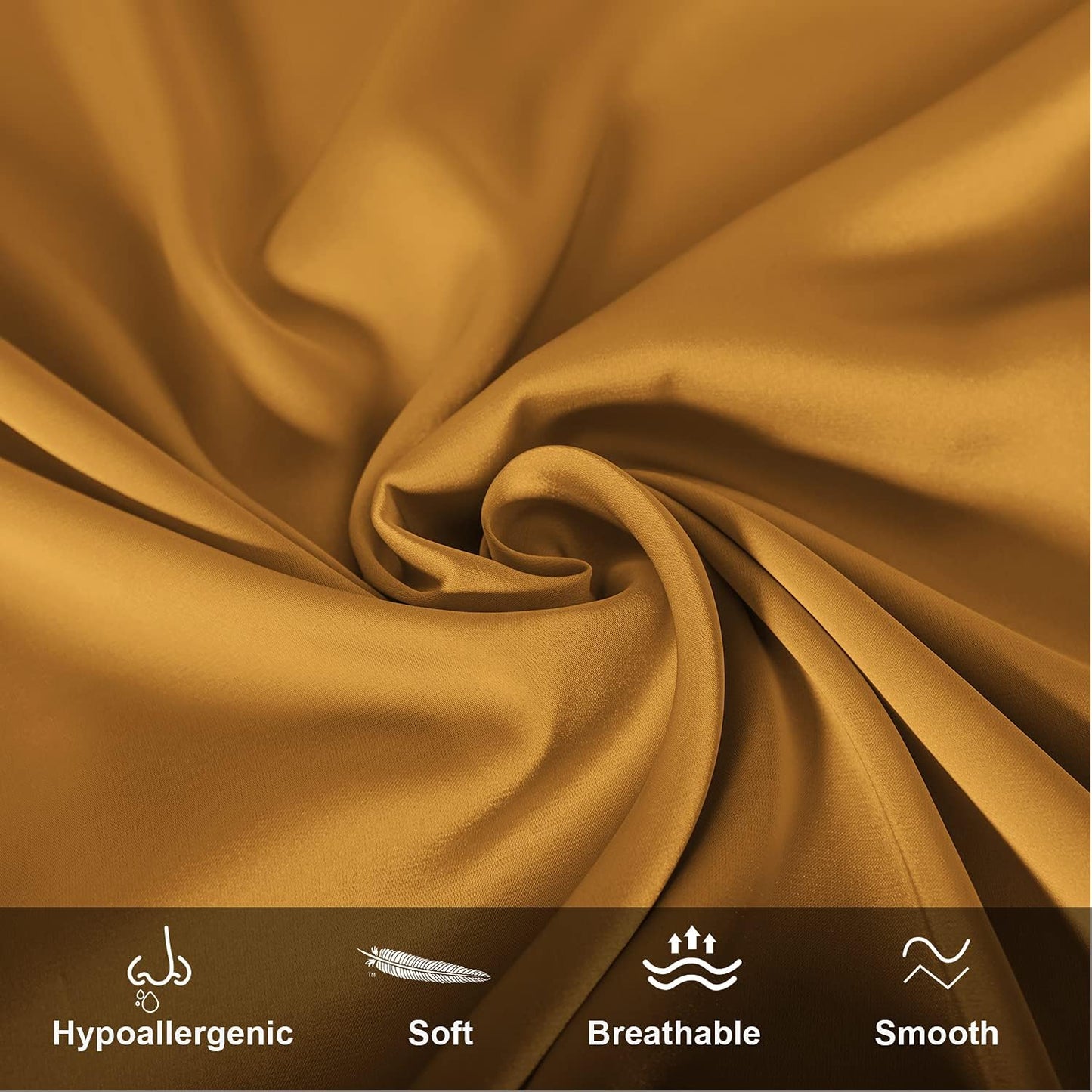 Mulberry Silk Pillowcase for Hair and Skin,King Size Cooling Silk Pillow Case with Hidden Zipper,Allergen Proof Dual Sides Soft Breathable Smooth Silk Pillow Cover for Women(King,Golden)