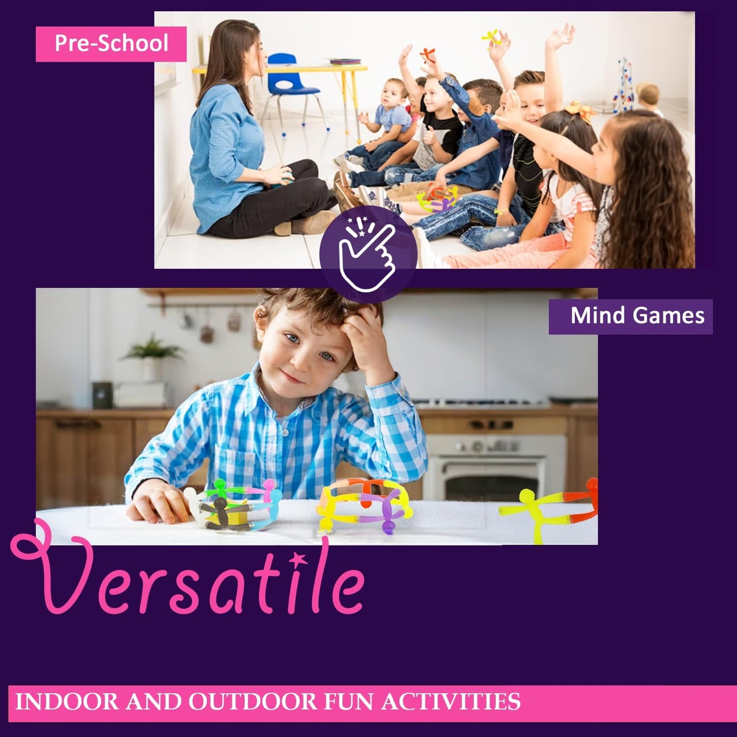 MAGMEN Enhanced Grip Magnetic Fidget Toy Figures for Kids 3-8 & Toddlers| 5 Piece Opaque Color Multipurpose MagnetSet for Travel, Road Trip, Office & Stocking Stuffer Gifts.