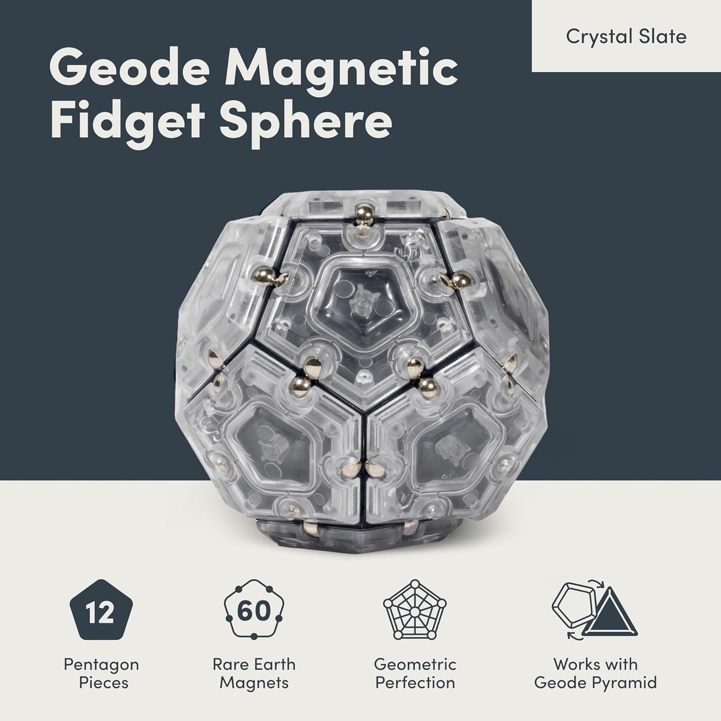 Speks Geode Sphere Magnetic Fidget Toy for Adults | Quiet Adult Sensory Toy for Stress Relief & Anxiety, Office Desk ADHD Tool, Stocking Stuffer & Top Gadget Gift Idea | Slate, 12-Piece Set