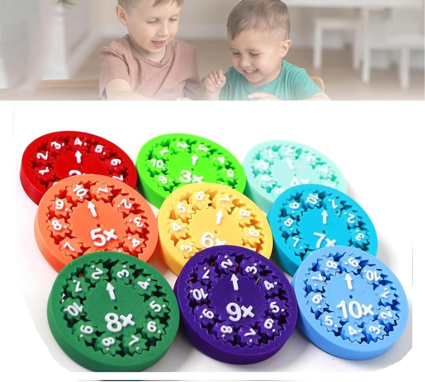 Math Fidget Spinners, Math Facts Fidget Spinners, Math Fact Fidget Spinner, Fidget Learning Game Toy, Round Math Fidget Spinner Children Counting Toys Learning Early Education(Multiplication 9PCS)