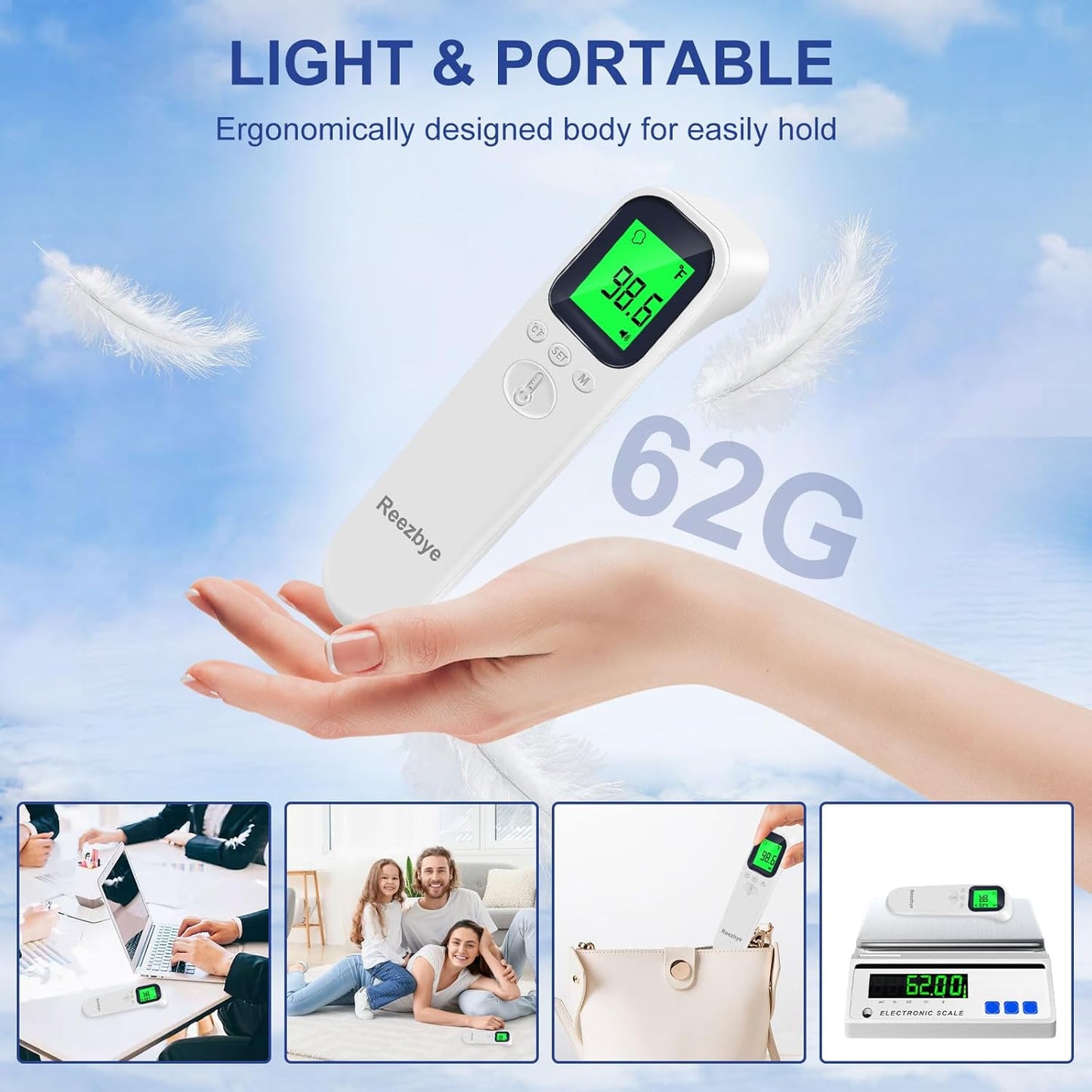 Contactless Thermometer - Digital Forehead Thermometer for Baby, Kids and Adults,3 Color Fever Alarm, 2 in 1 Forehead & Object Mode