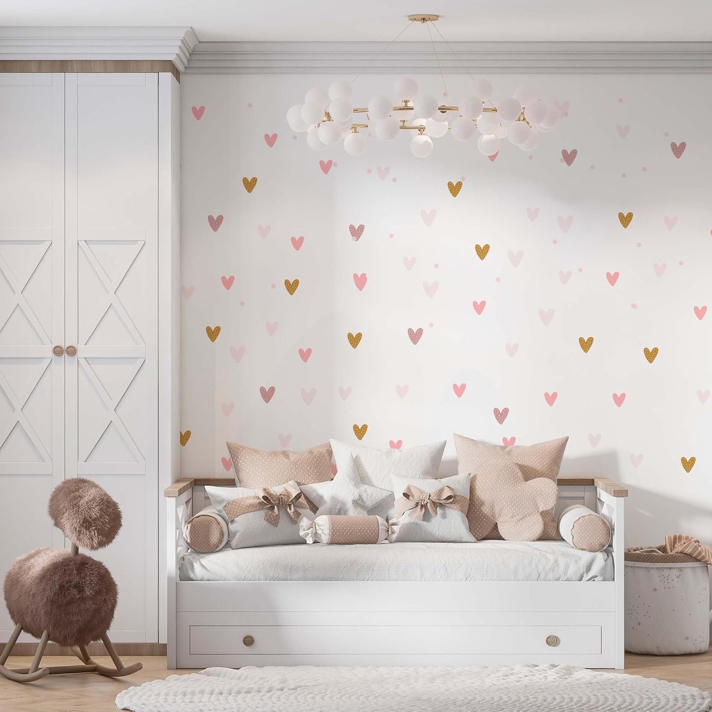 WS Wallpaper Heart Wall Decals Pack of 5 Sheets 135pcs by Lipastick - Polka Dots Wall Stickers for Bedroom Living Room Girls Room Decoration Kids Room Baby Nursery Room Removable Wall Decals