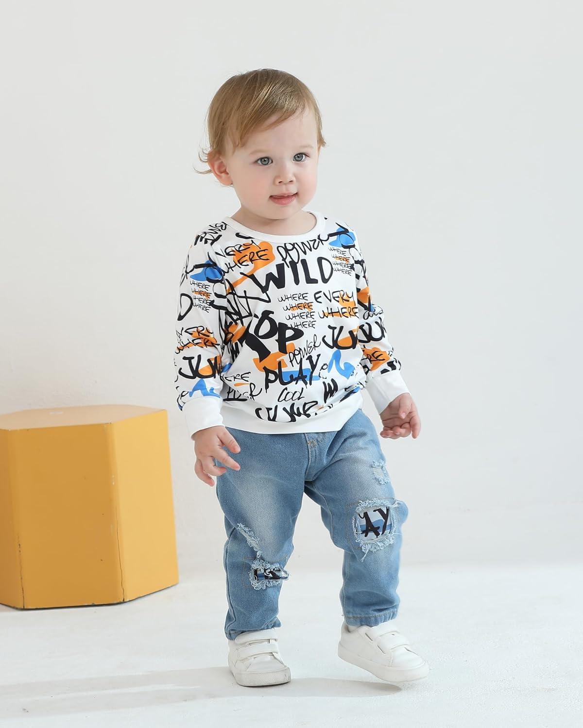 Toddler Baby Boy Outfits Fall Winter Clothes Color Block Long Sleeve Sweatshirt Tops + Jogger Pants Set 2PCS