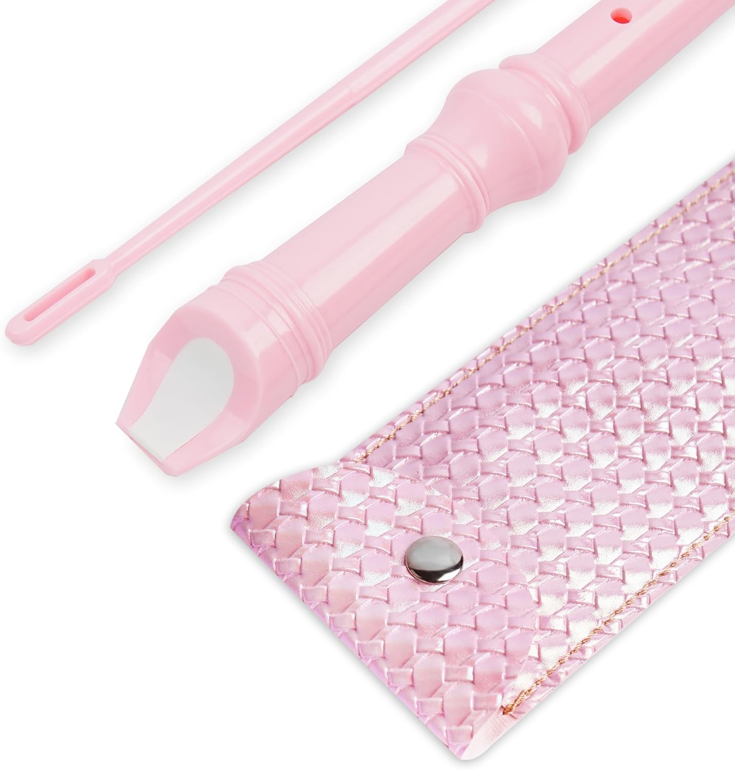 Recorder Instrument for Beginner Adults,8-Hole Soprano Descant Recorder Music Flute with with Cleaning Rod & Leather Case For Home Entertainment(2-Flash Woven Pink2)