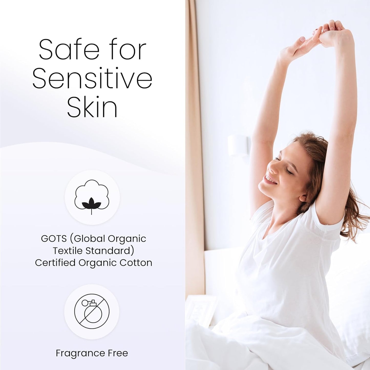 Hooga Grounding Pillow Case, Queen Size Earth Connected Pillowcase, Bedding. Improve Sleep, Energy, Inflammation, Snoring. 94% Organic Cotton, 6% Silver Fiber, 20’’x30’’ Size. Off White