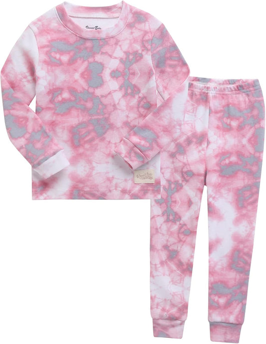 VAENAIT BABY 12M-12Y Toddler Kids Boys Girls 100% Cotton Marbling Tiedye Sung Fit Sleepwear Pajamas 2pcs Pjs Set