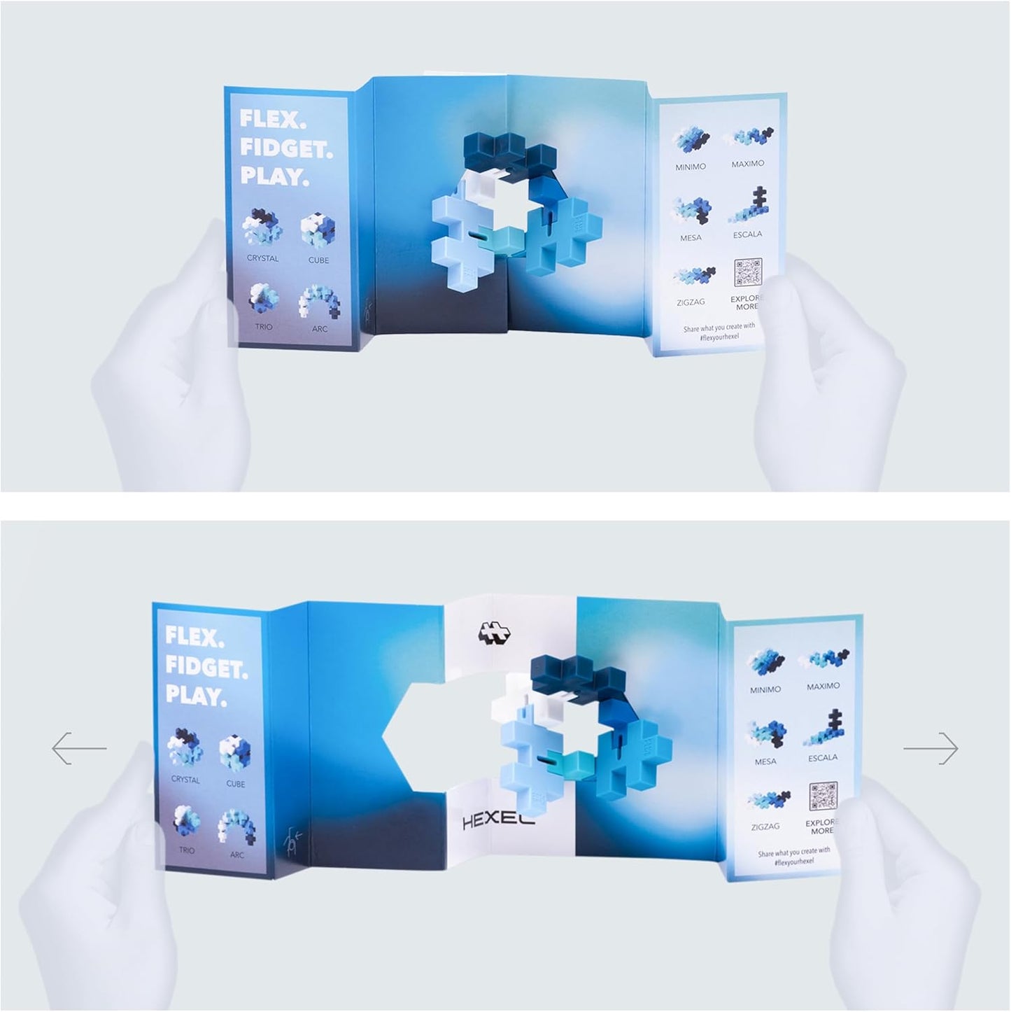 PLUS PLUS - HEXEL Waterfall - Fidget Sensory Puzzle Toy - Travel Friendly, Quiet Stress and Anxiety Relief for Kids/Adults