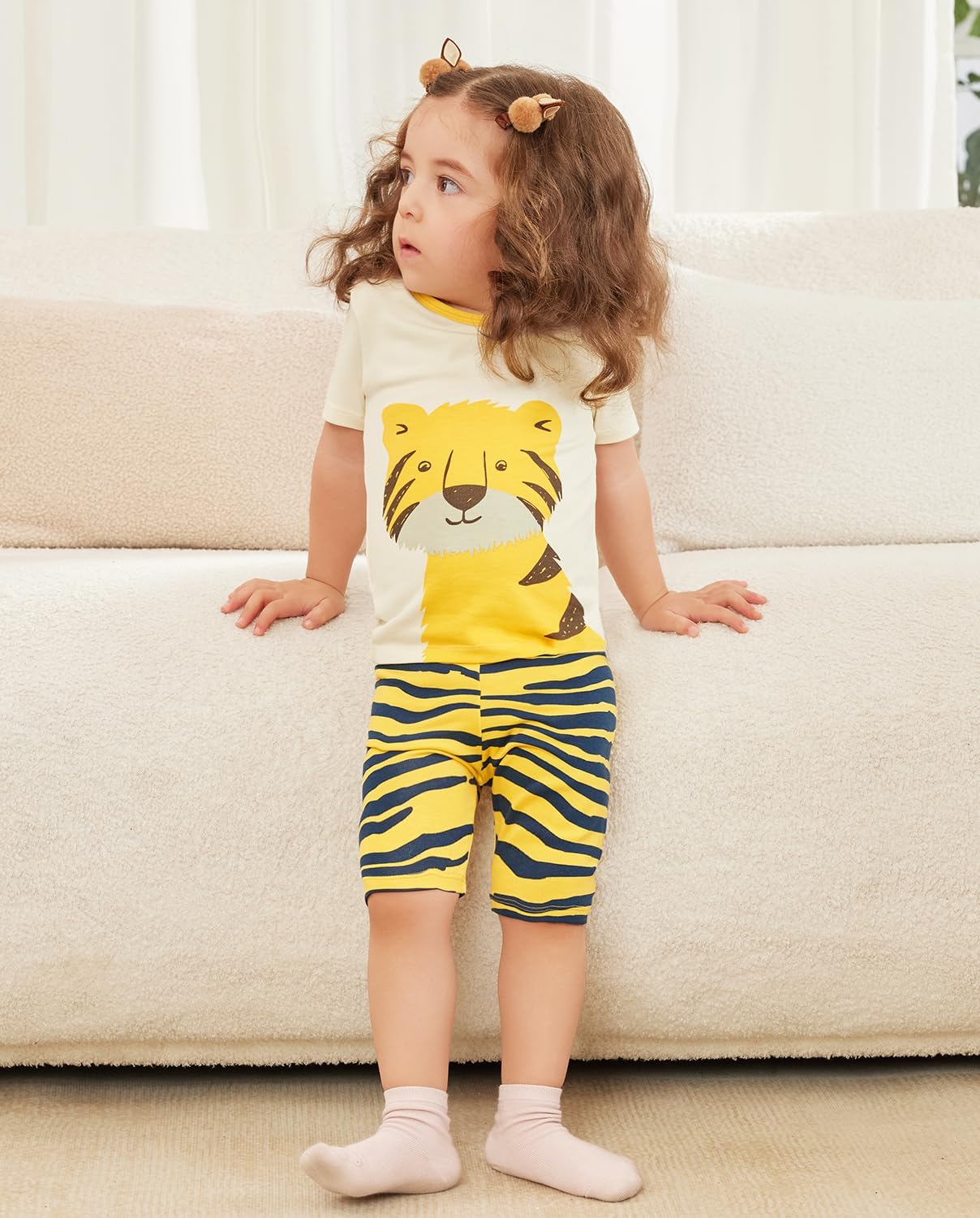 Bamboo Viscose Toddler Animal Pajamas Boys Girls Kids Cool Short Summer 12M-8Y Snug fit Pjs Set 2pcs