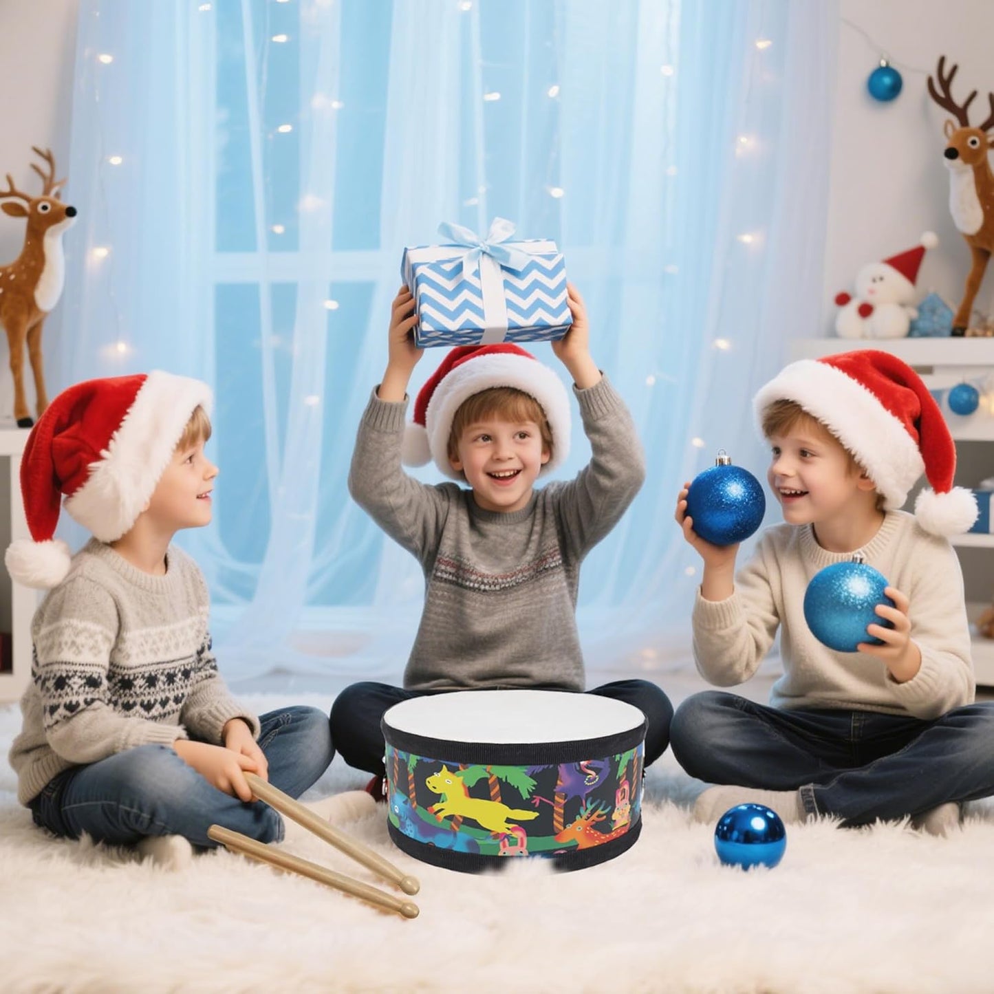 Kids Drum Set with Adjustable Strap: Toddler Musical Instrument for Ages 3-5, Wearable Drum Kit with Drumsticks, Educational Percussion Toy for Rhythm Music Development (Black)