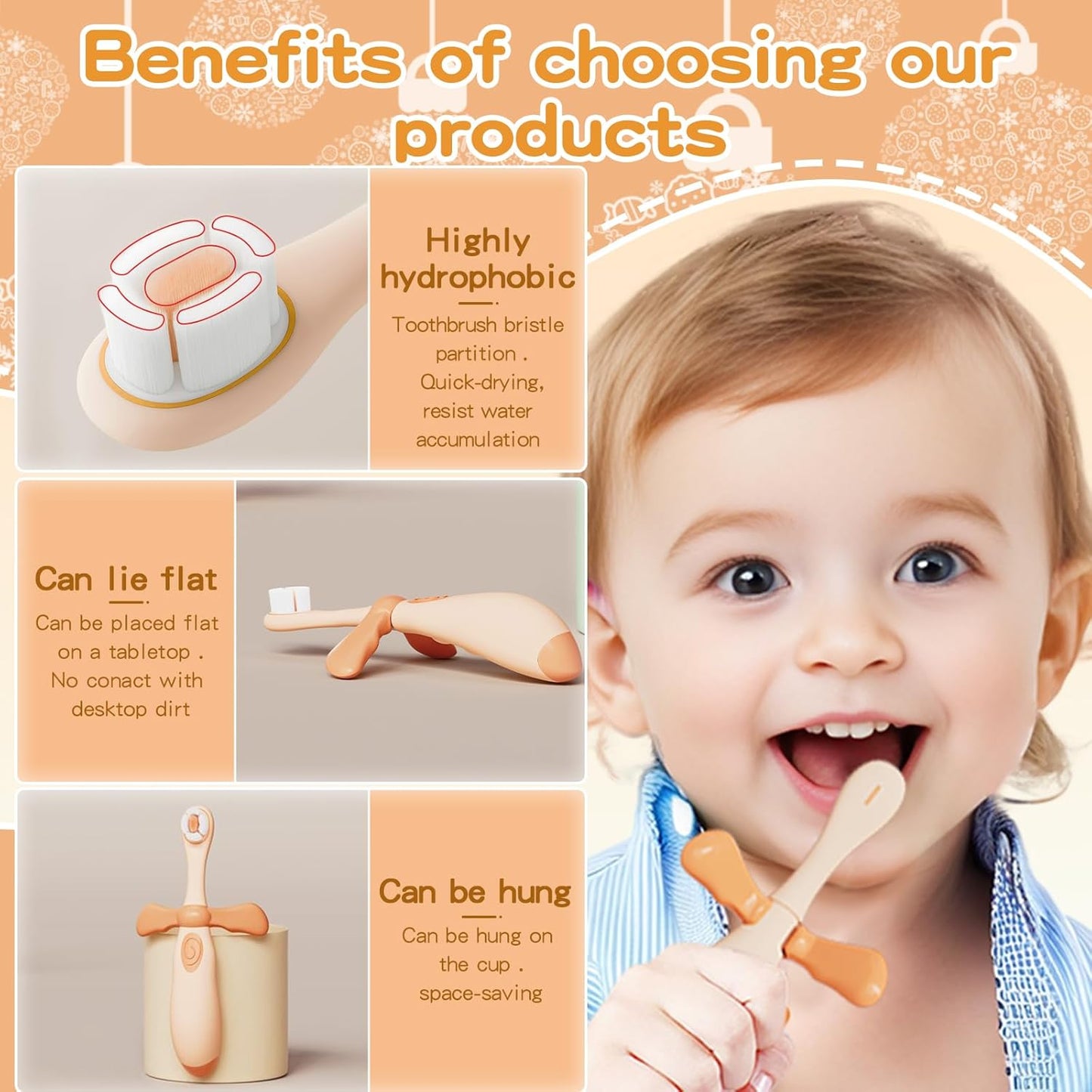 Kids Toothbrushes 2 Pack,Soft Bristle Toothbrushes for Baby 1-3 Years Old Cute Dinosaur Toothbrush for Toddlers Baby's First Training Toothbrush Anti-Strike Throat Not Easy to Shed Bristles