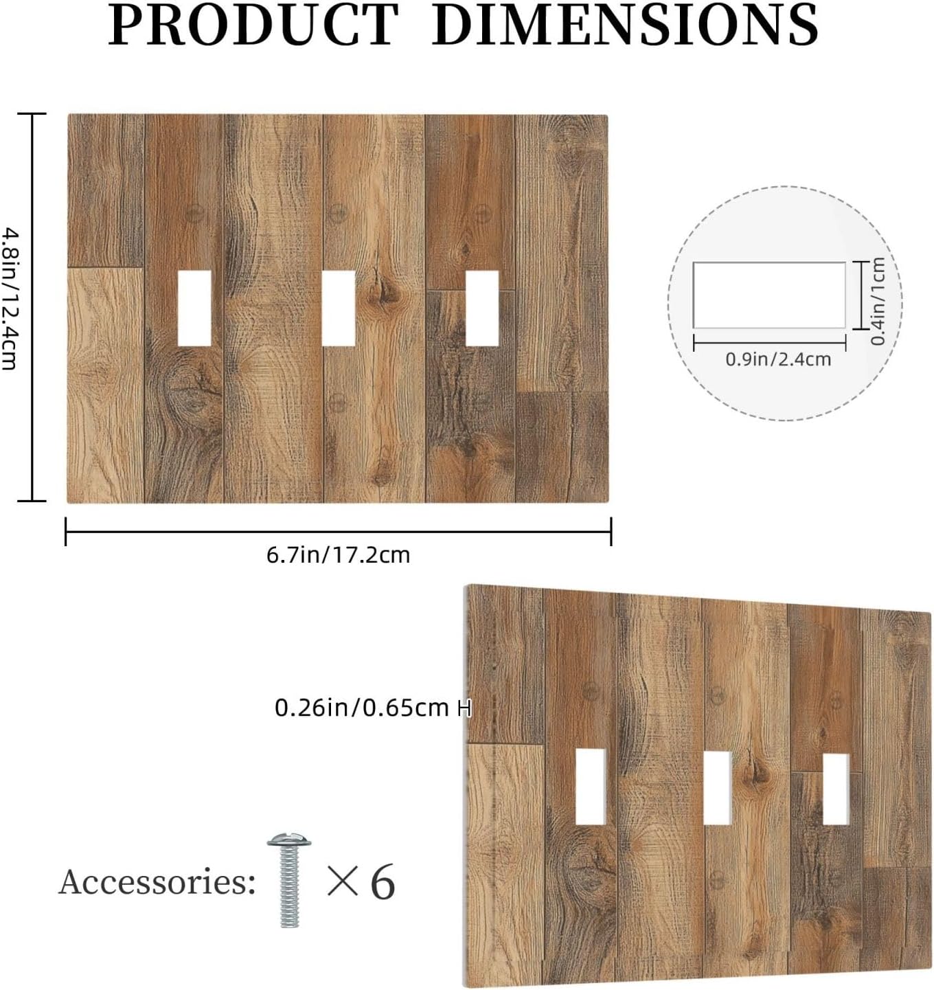 Decorative Switch Plates Retro Rustic Brown Wood Grain 3 Gang Wall Plate Triple Toggle Light Switch Cover Faceplate Electrical Wall Panels For Farmhouse Cabin Decor