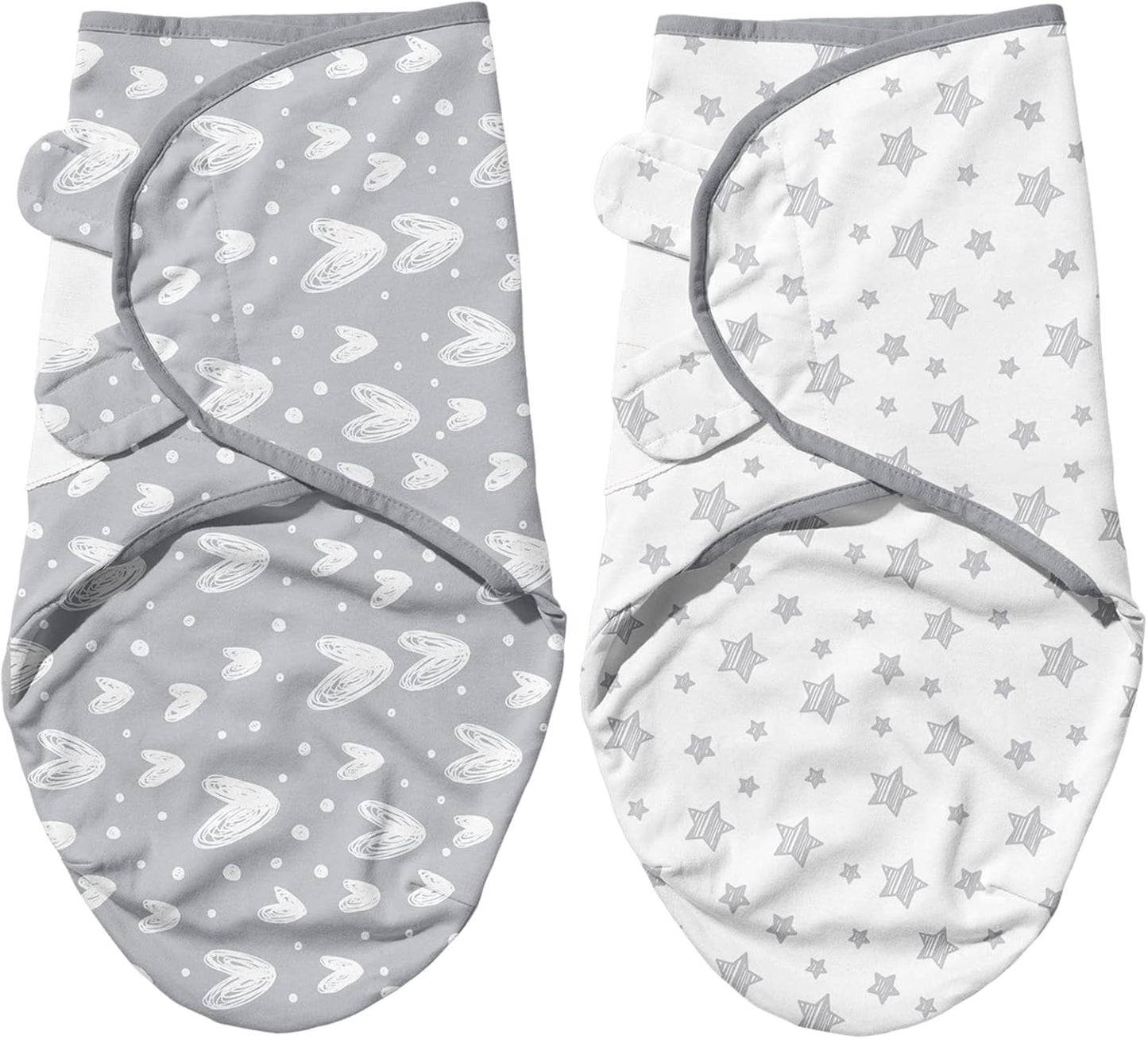 Biloban Baby Swaddle for Boys Girls, 3-6 Months, Cotton Blanket, Newborn Essentials, Lovely Grey Print, 2 Pack