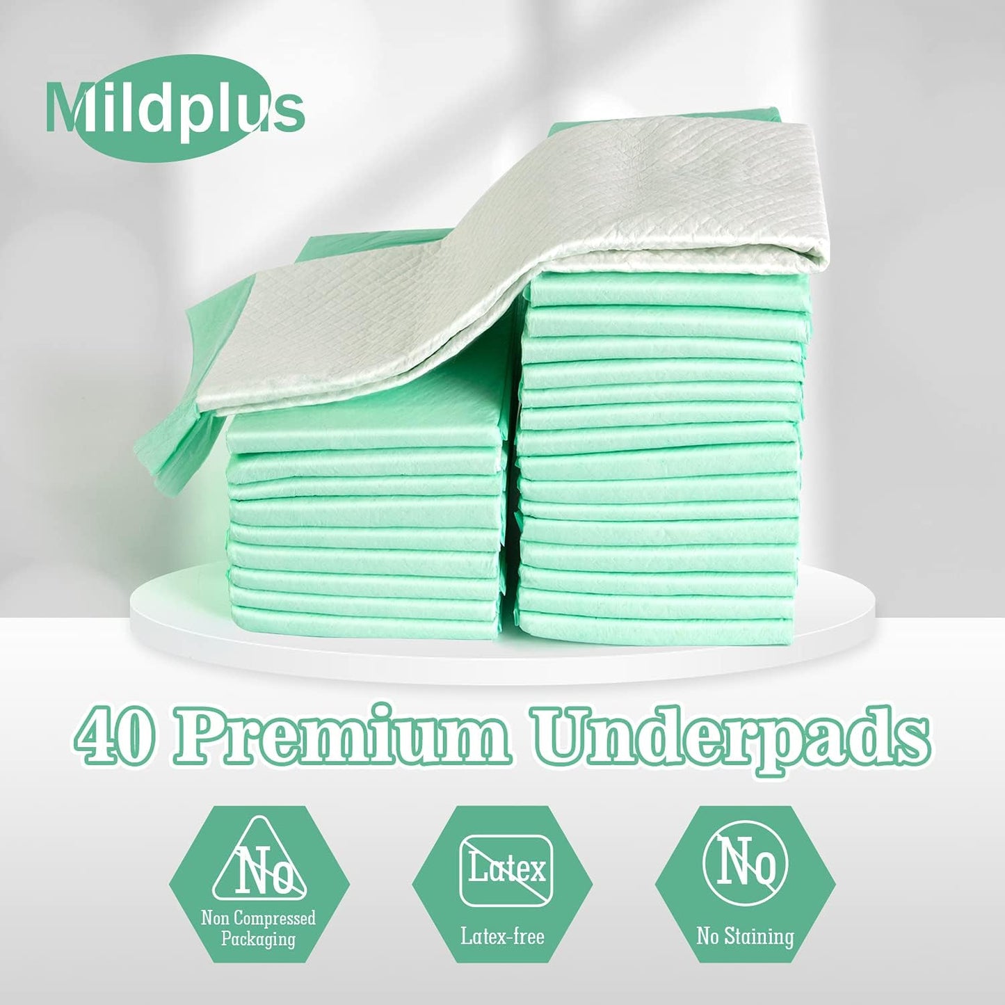 Disposable Underpads with Adhesive Tapes 23'' X 36'' Chucks Pads Heavy Absorbency Incontinence Pads, Waterproof Pee Pads, Thicker Chux Pads for Unisex Adult, Kids and Pet (40 Count)