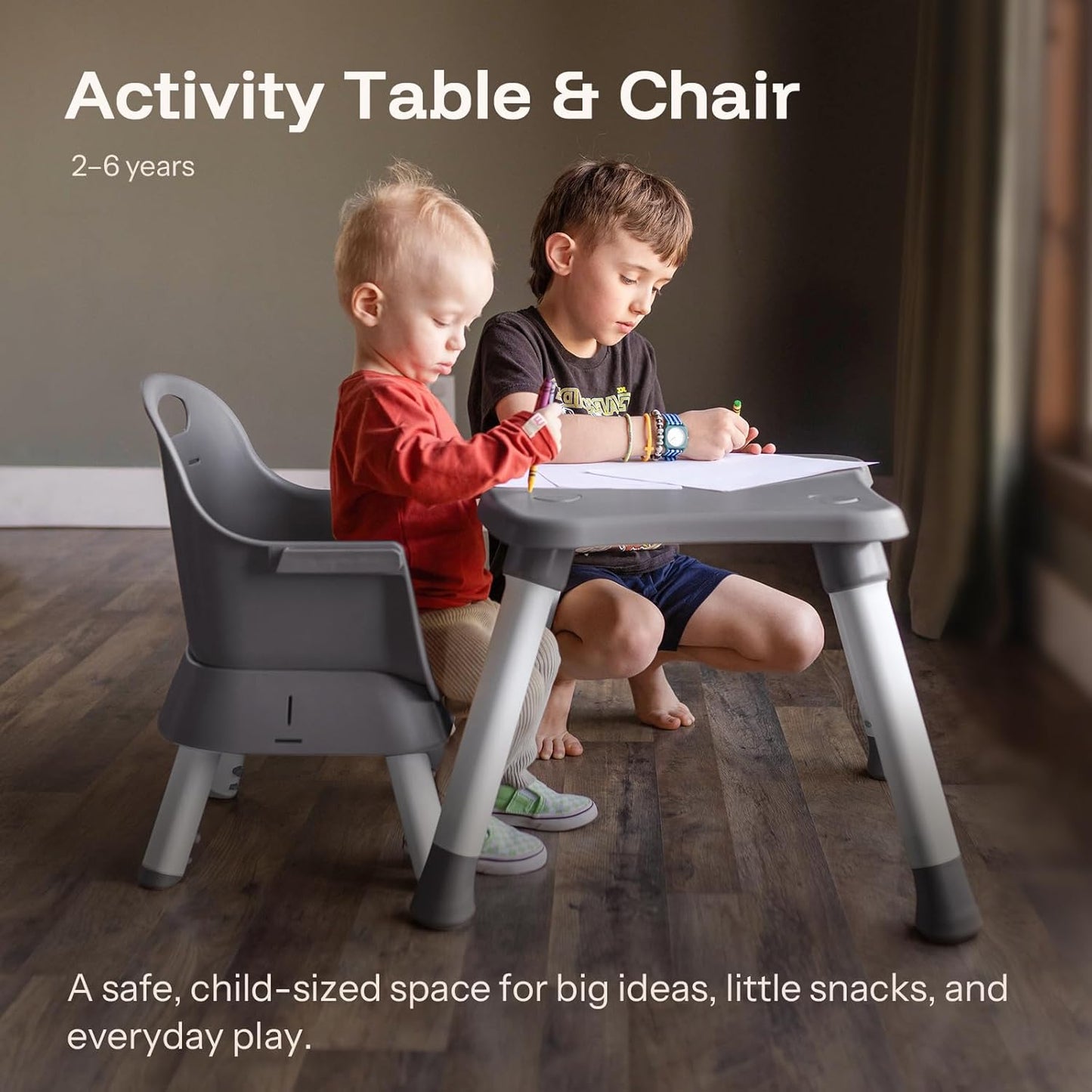 HARPPA 6 in 1 Baby High Chair, Convertible Infant Feeding Chair for Babies & Toddlers Table, Dining Booster Seat with Removable Tray, Grey