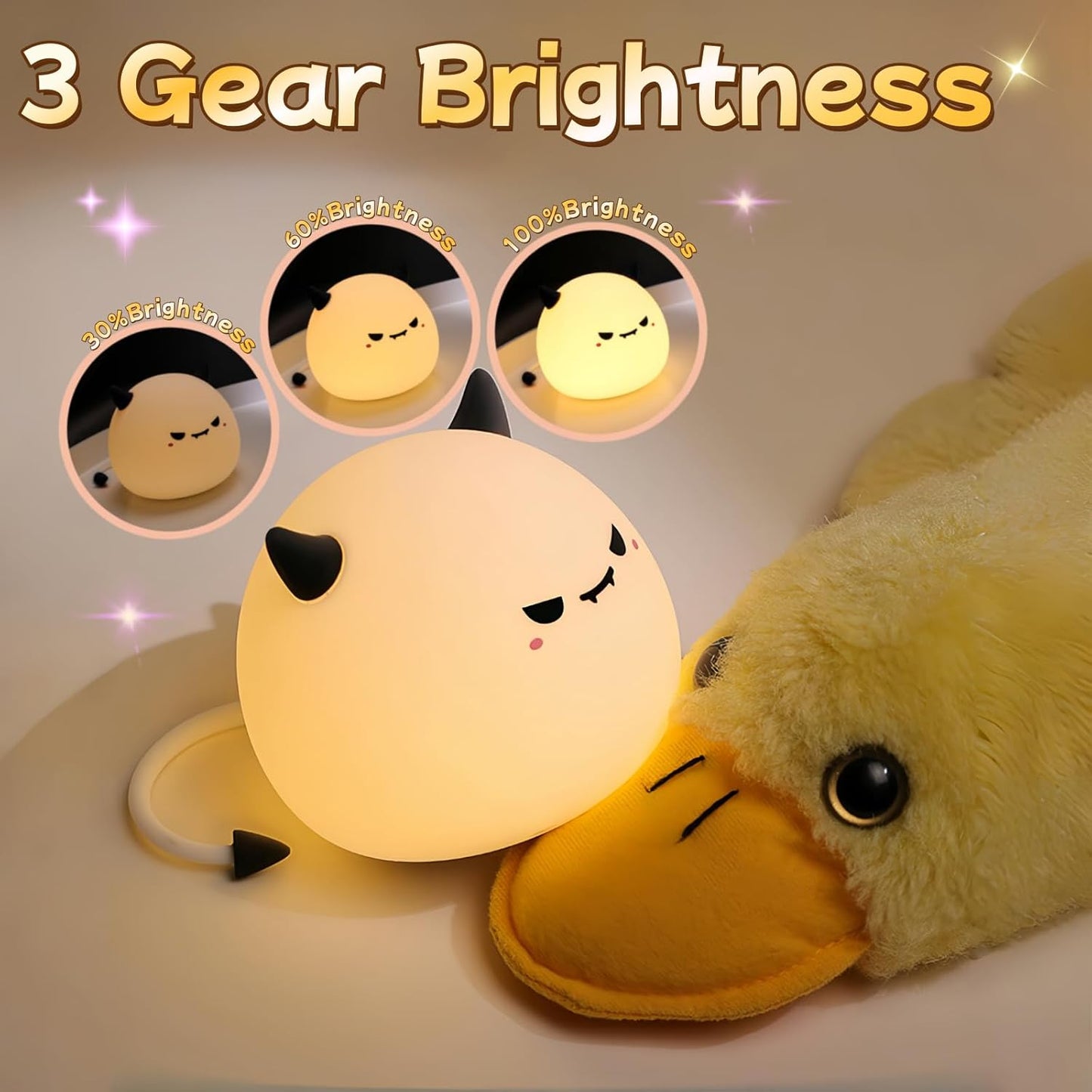 Cute Monster Night Light for Kids,Cute Monster lamp Soft Silicone Lamp 3 Level Dimmable Changing Rechargeable Breastfeeding Nursery Portable Kawaii Lamps,Bedside Lamp for Baby and Toddler,Boy Girls
