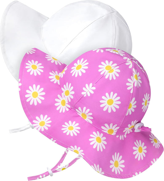 Baby Sun Hat Toddler Girl Beach Hat Adjustable Outdoor Summer Hat UPF 50+ Sun Protection Wide Brim Infant Kids