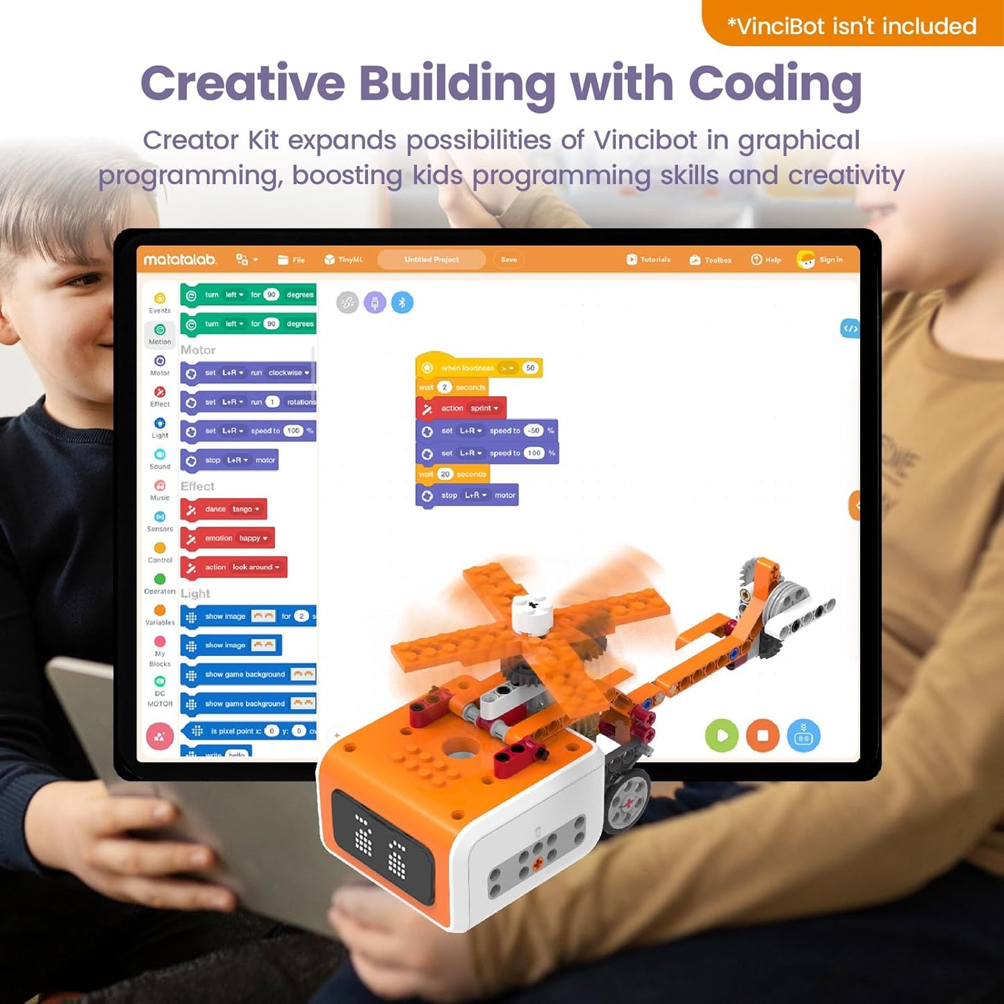 Creator Kit for VinciBot Robotic with 434+ Building Blocks & 20 Building Cases for Kids School STEM Education Class, DIY Science Experiment Kit for Kids Ages 8-12