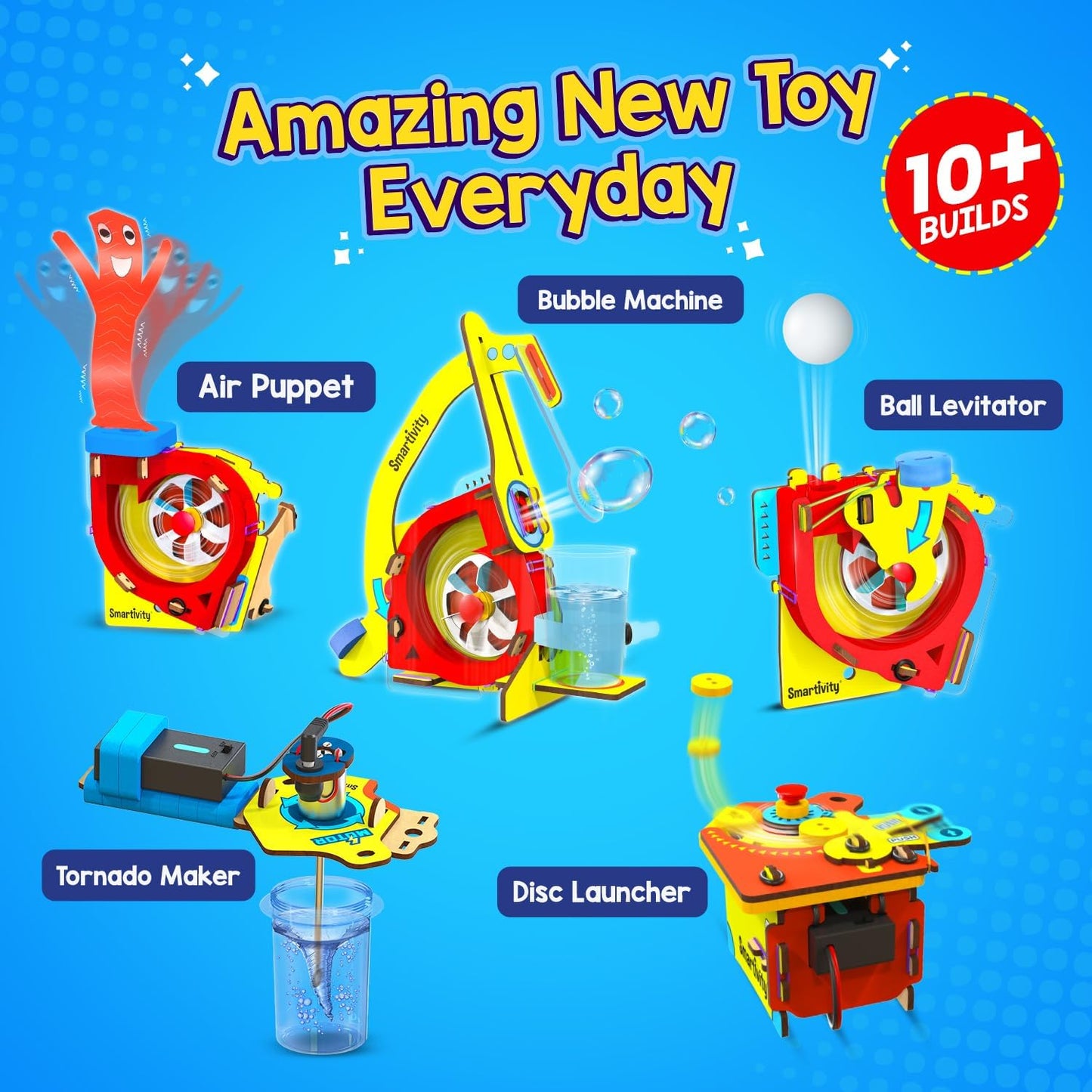 Smartivity 10-in-1 Motor-Powered Gadgets Kit for Kids Ages 6,7,8,9,10,11,12 Years Old | Build 10+ Cool Electronics Projects | Birthday Gifts for Boys & Girls | DIY Science Toy for Kids 6-12