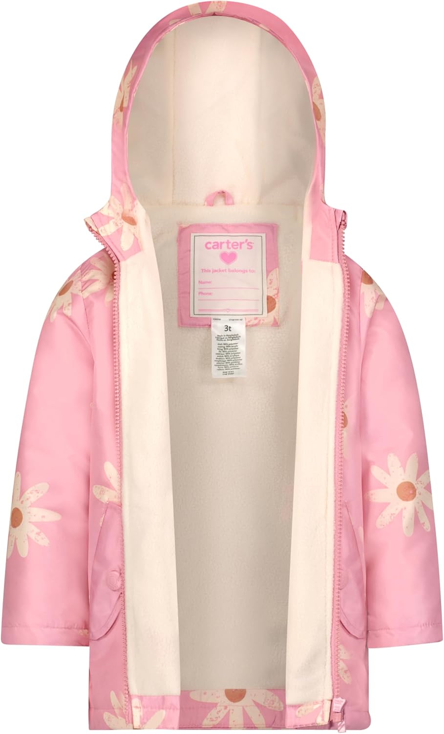 Carter's Toddler Girls Midweight Jacket, Warm, Hooded, Water-Resistant Winter Coat