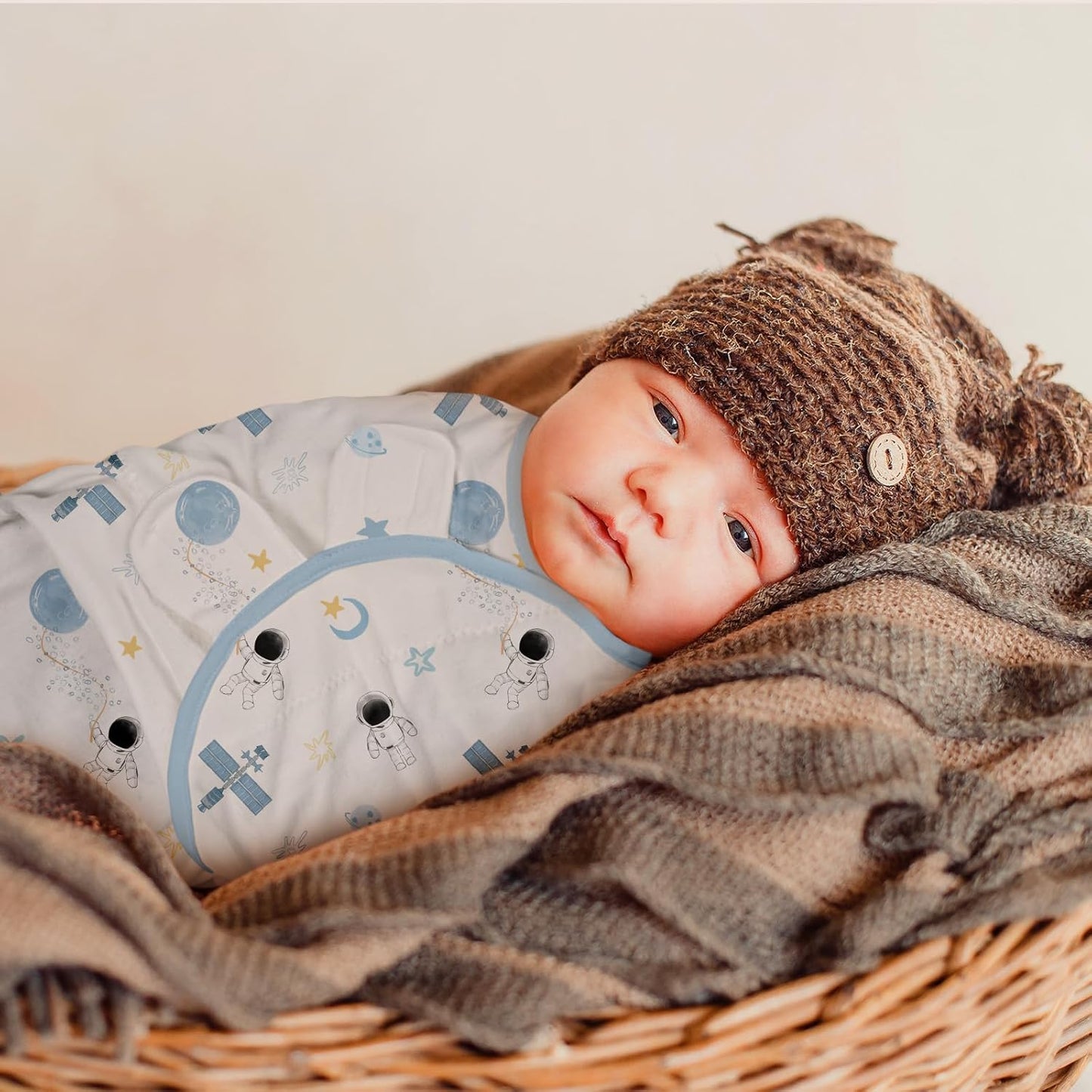 GLLQUEN BABY Swaddles for Babies Boys and Girls - Newborn Swaddle Sack 3 Pack, Baby Swaddle 0-3 Months, Soft Sleep Sack, Blanket Wrap, Space & World, Baby Essentials