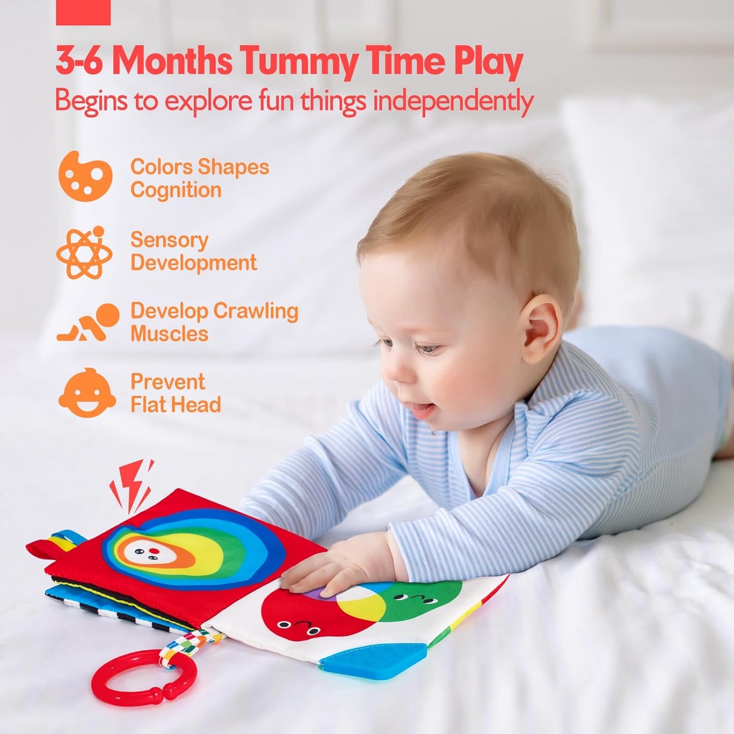 hahaland Baby Books 0-6 Months - 2PCS Infant Toys 0-6m Tummy Time Babies Toy Newborn Toys High Contrast Visual Development Sensory Book Baby Girl Boy Shower Gift