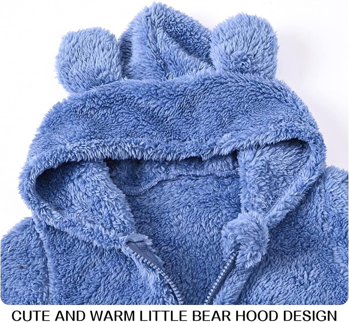 Baby Fleece Jumpsuits Infant Bear Ear Snowsuit Newborn Hooded Romper Warm Coat