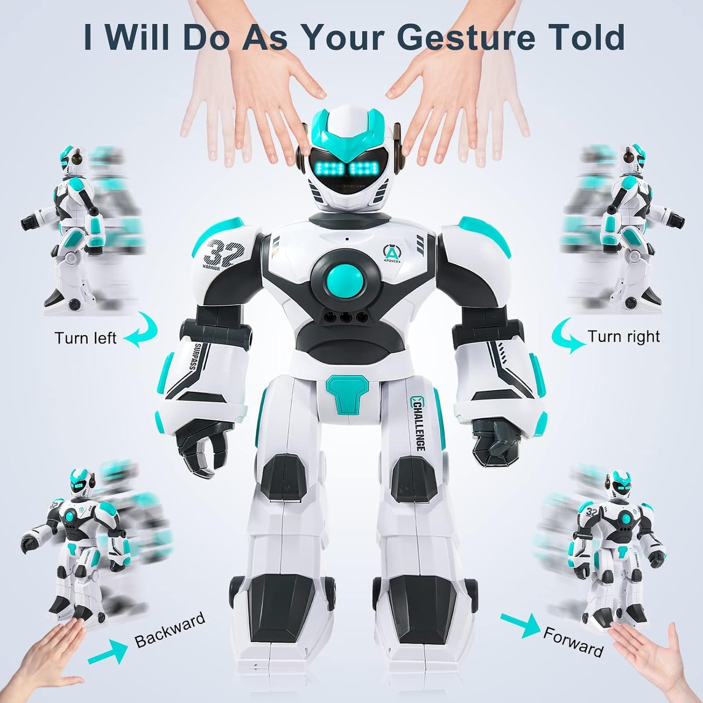 RC Robot Toy for Kids Remote Control Robot Toy, Smart Gesture Sensing Rechargeable & Programmable Robot Walking Dancing Singing Chirstmas Gift for 3-15 Years Old Boys Girls