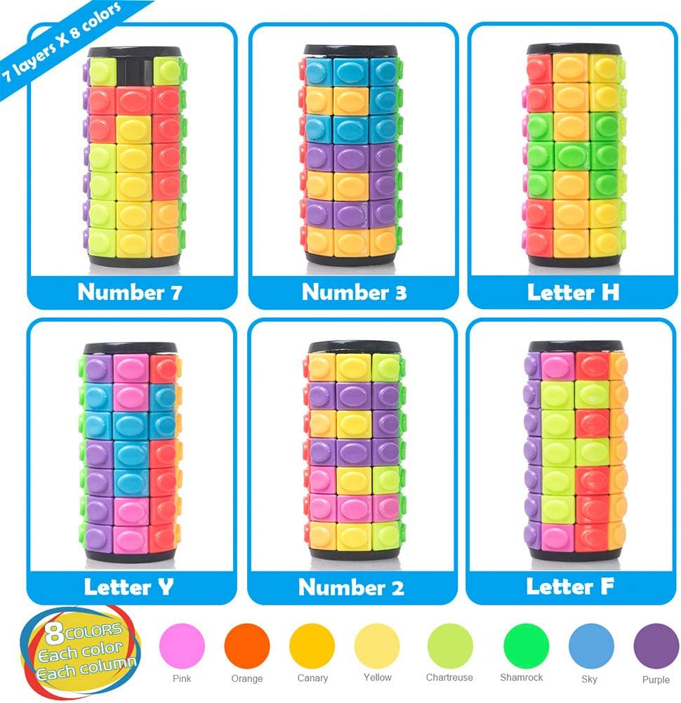 R.Y.TOYS Rotate and Slide Puzzle-Design Patent,Fidget Toys(Restore Order/Create Patterns) 8 Colors,7 Layers-Detach Piece for Quick Play,Brain Teaser,Sensory Toys,Birthday Gifts,Easter Basket Stuffers