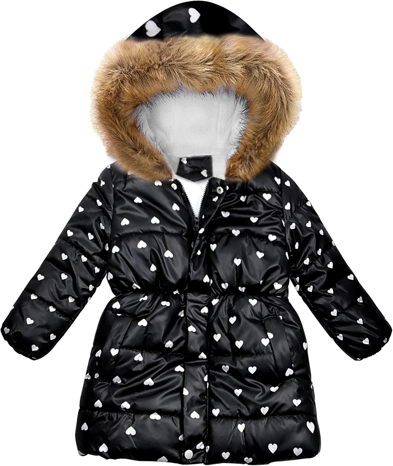 Miss Bei Girl's Winter Coat Jacket Hooded Kids Toddler Flower Print Parka Outwear Warm Cotton Puffer Hooded Jacket