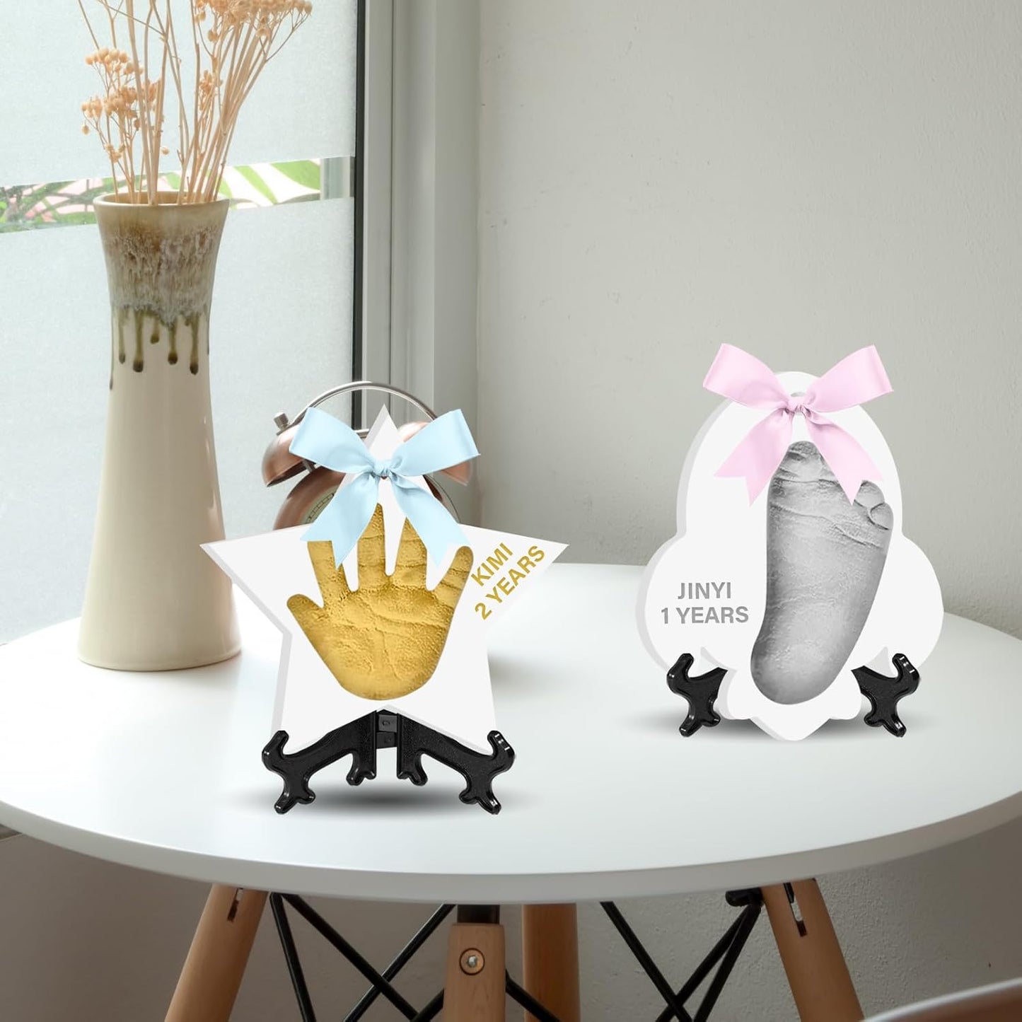 Baby Hand & Footprint Keepsake Kit - Personalized Handprint Footprint Ornament for Newborn Babies, New Mom Gifts, Baby Shower & Registry, Nursery Picture Frame, Pet Paw Print Ornament