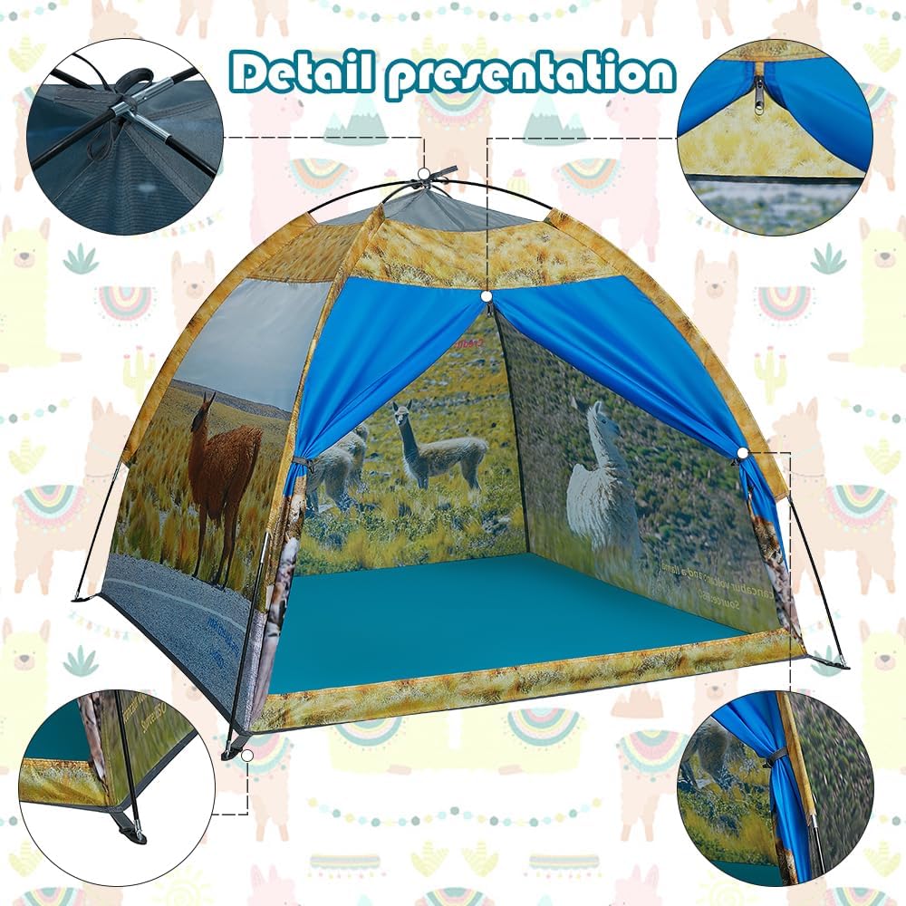 Kids' Alpaca Tent - Fun Pop-Up Playhouse for Boys and Girls - Easy Setup, Indoor/Outdoor Adventure Tent - 47" x 47" x 43"
