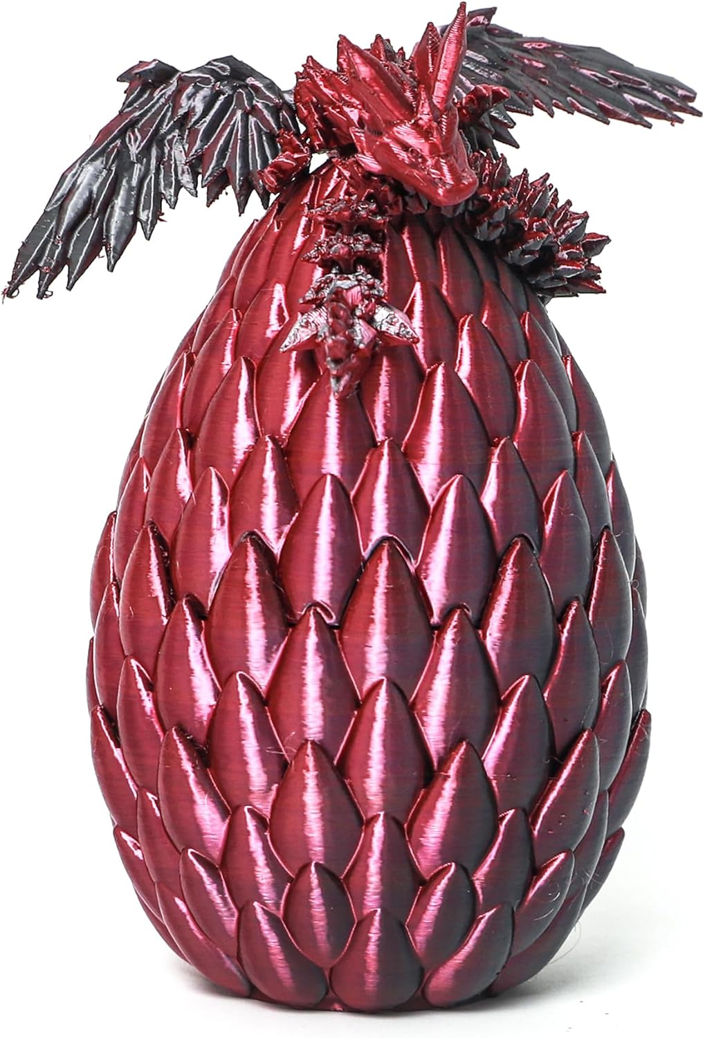 3D Printed Flying Dragon in Egg - Black Mix Red - Surprise Egg with Flexible Winged Dragon Inside, Mystery Beautiful Fidget Toy, Birthday Gift, Desk Figure Decor