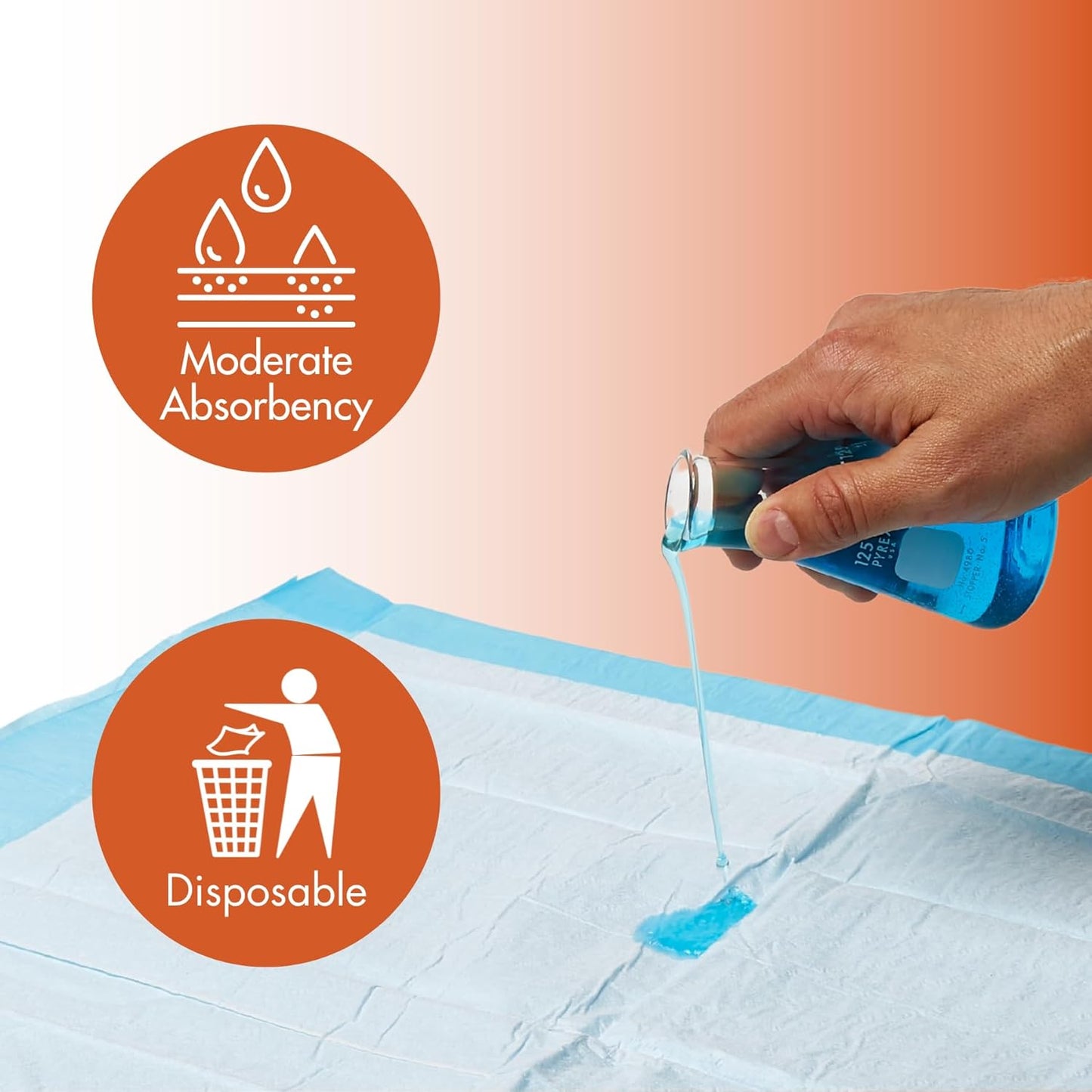 Caring Disposable Underpads, Baby Changing Liner Pads, Moderate Absorbency, 23 x 36 in, 25-Pack