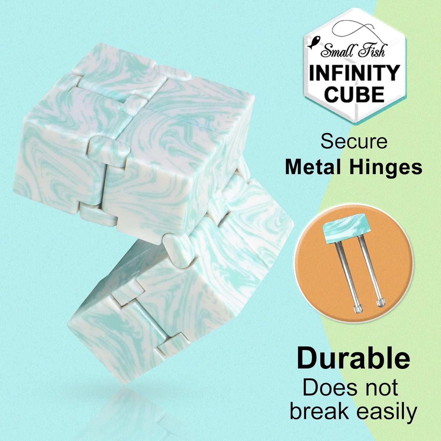SMALL FISH Infinity Cube Sensory Fidget Toy, Sensory Tool EDC Fidgeting Game for Kids and Adults, Cool Mini Gadget Best for Stress and Anxiety Relief, Hand-Held Fidget Toy (Marble)