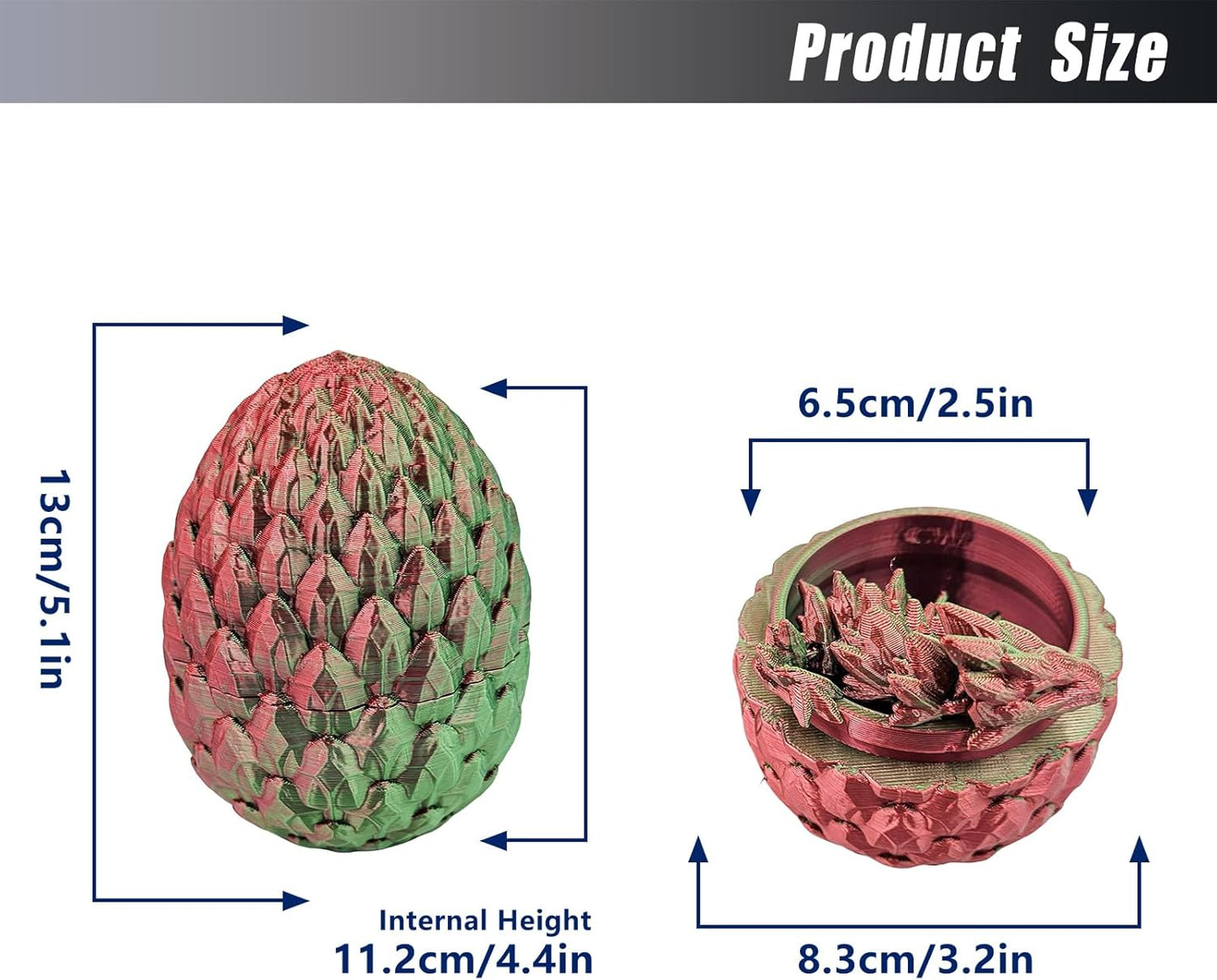 Easter Dragon Eggs 3D Printed Dragon Egg with Dragon Inside Articulated Crystal Dragon Fidget Toy Mystery Easter Suprise Home Office Decor Executive Desk Toys