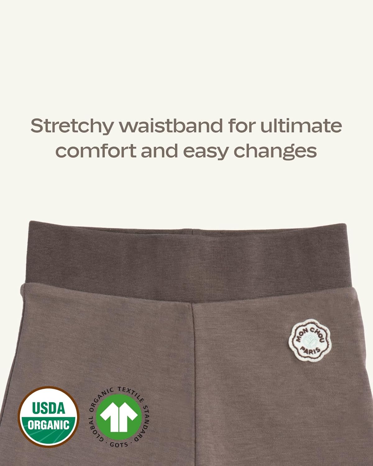 MON CHOU Organic Cotton Baby Pants - 100% Pima Cotton - Lightweight and Breathable Infant Pants for All Seasons