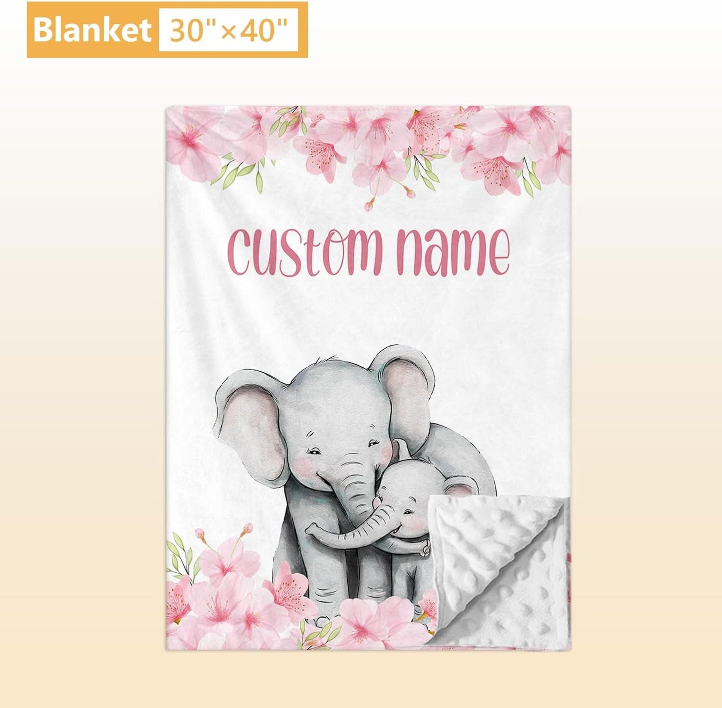 Personalized Crib Bedding Set, 5 Pcs Custom Nursery Bedding Sets with Name, Infant Bedding Set for Baby Girls, Pink Elephant Double Layer Baby Crib Set, Babies Toddlers Kids Customized Gifts